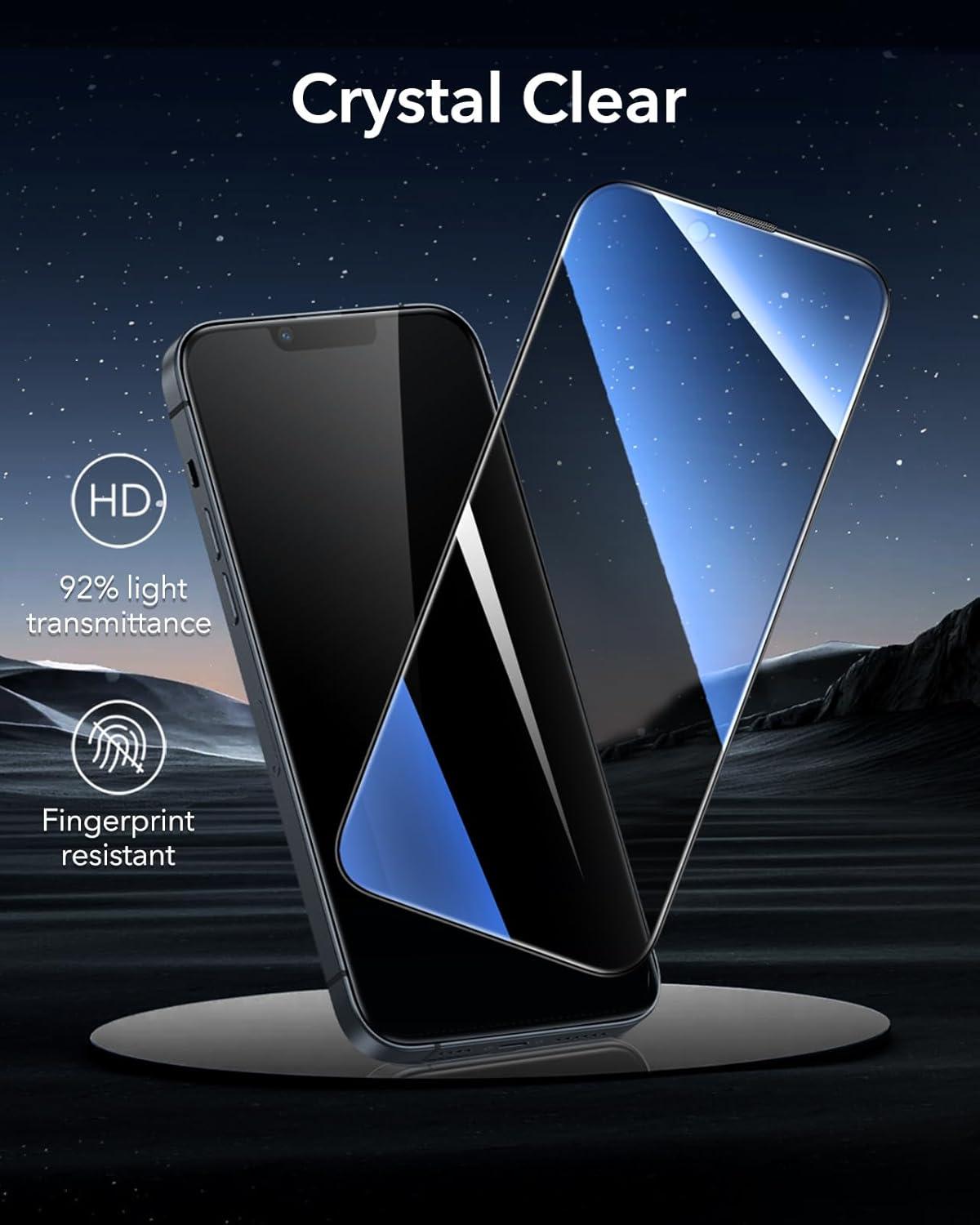 imageESR 3 Pack 9H Glass for iPhone 17 Pro Max Screen Protector MilitaryGrade Shatterproof with AR AntiReflective Technology Armorite UltraTough Tempered Glass with Ultra Fit TrayPrivacy 3 Pack