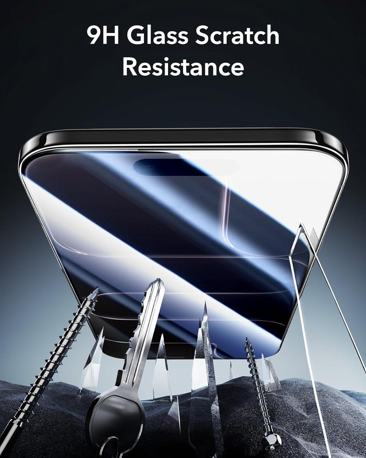 imageESR 3 Pack 9H Glass for iPhone 17 Pro Max Screen Protector MilitaryGrade Shatterproof with AR AntiReflective Technology Armorite UltraTough Tempered Glass with Ultra Fit TrayPrivacy 3 Pack