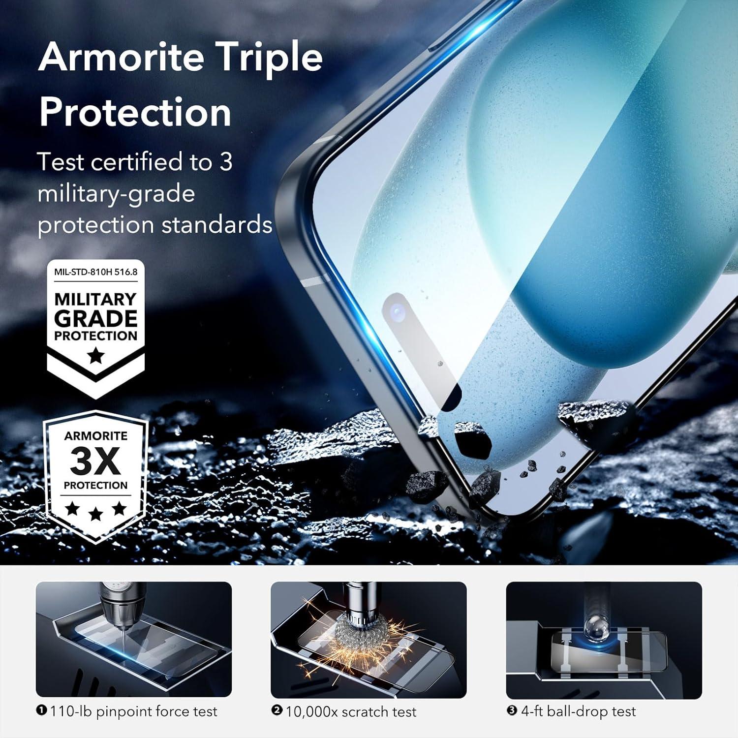 imageESR 3 Pack for iPhone 13 Pro MaxiPhone 14 Plus Screen Protector 9H Hardness Military Grade Shatterproof Tempered Glass Film with Flawless Fit Tray32 Pack with Flawless Fit Tray