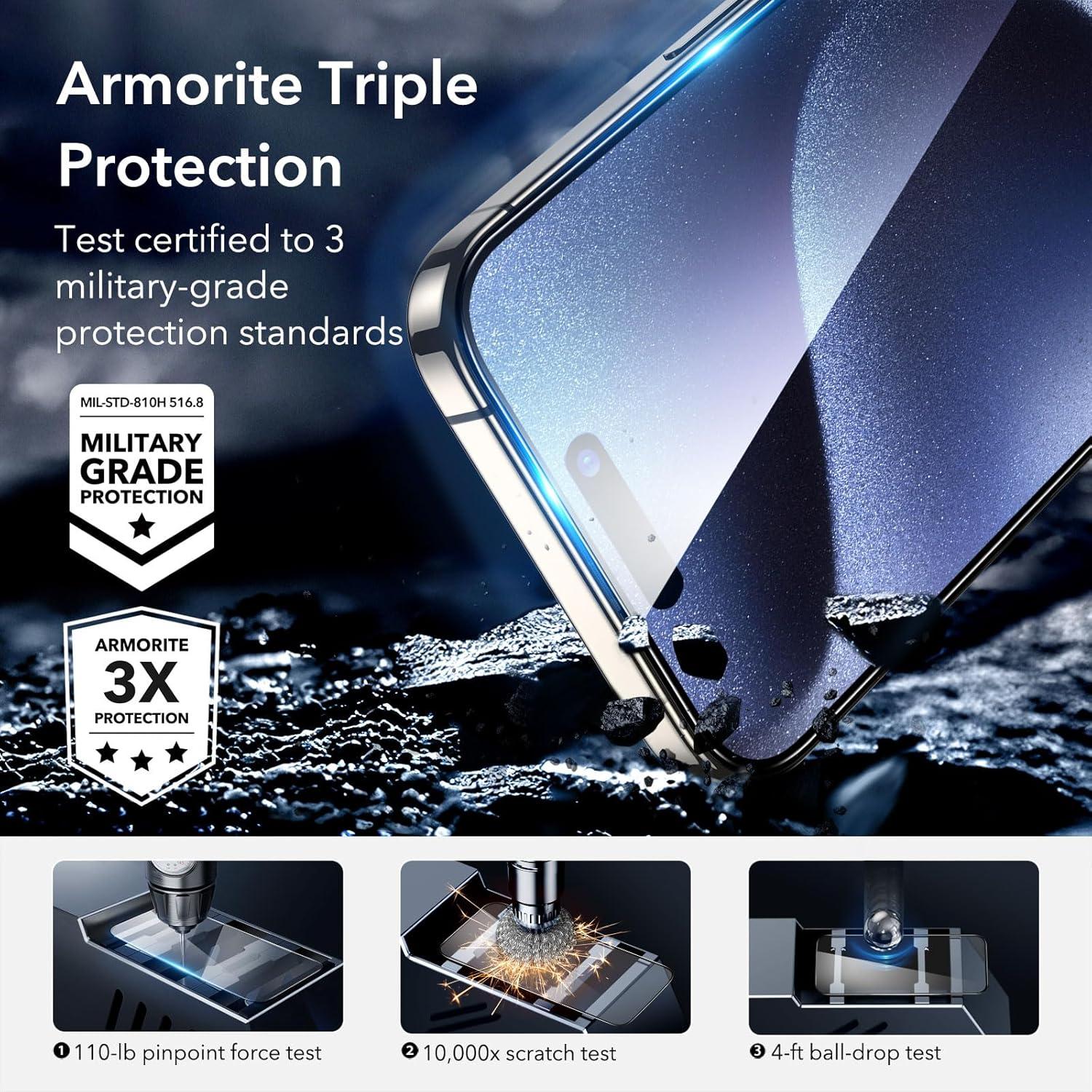 imageESR 3 Pack for iPhone 13 Pro MaxiPhone 14 Plus Screen Protector 9H Hardness Military Grade Shatterproof Tempered Glass Film with Flawless Fit Tray32 Pack with Flawless Fit Tray