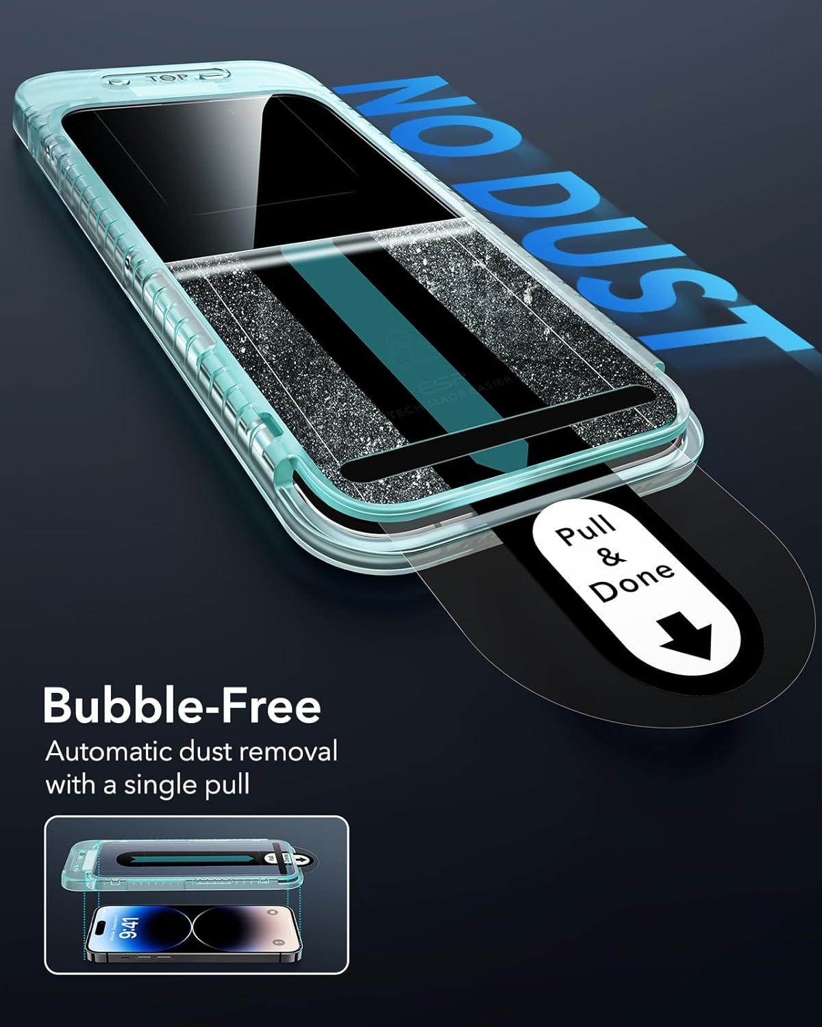 imageESR 3 Pack for iPhone 14 Pro Max Screen Protector 9H Hardness Military Grade Shatterproof Tempered Glass Film with Flawless Fit Tray3 Pack with Flawless Fit Tray