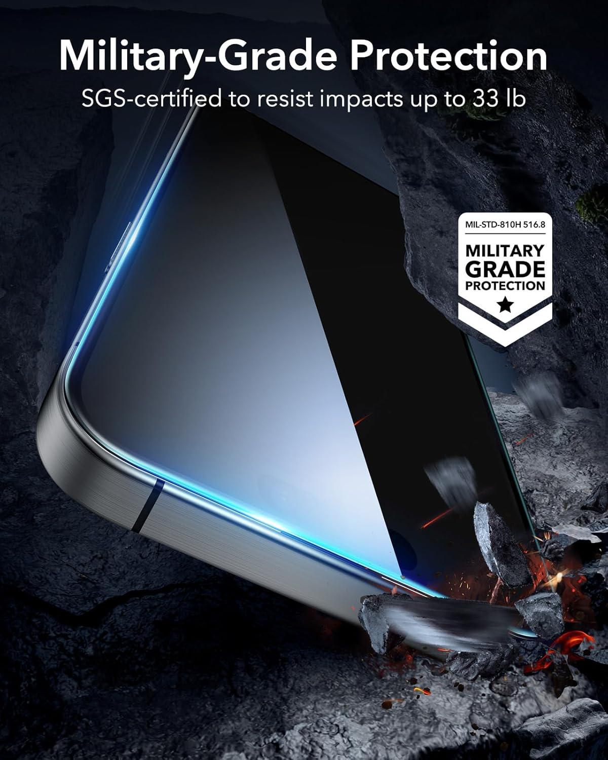 imageESR 3 Pack for iPhone 14 Pro Max Screen Protector 9H Hardness Military Grade Shatterproof Tempered Glass Film with Flawless Fit Tray3 Pack with Flawless Fit Tray
