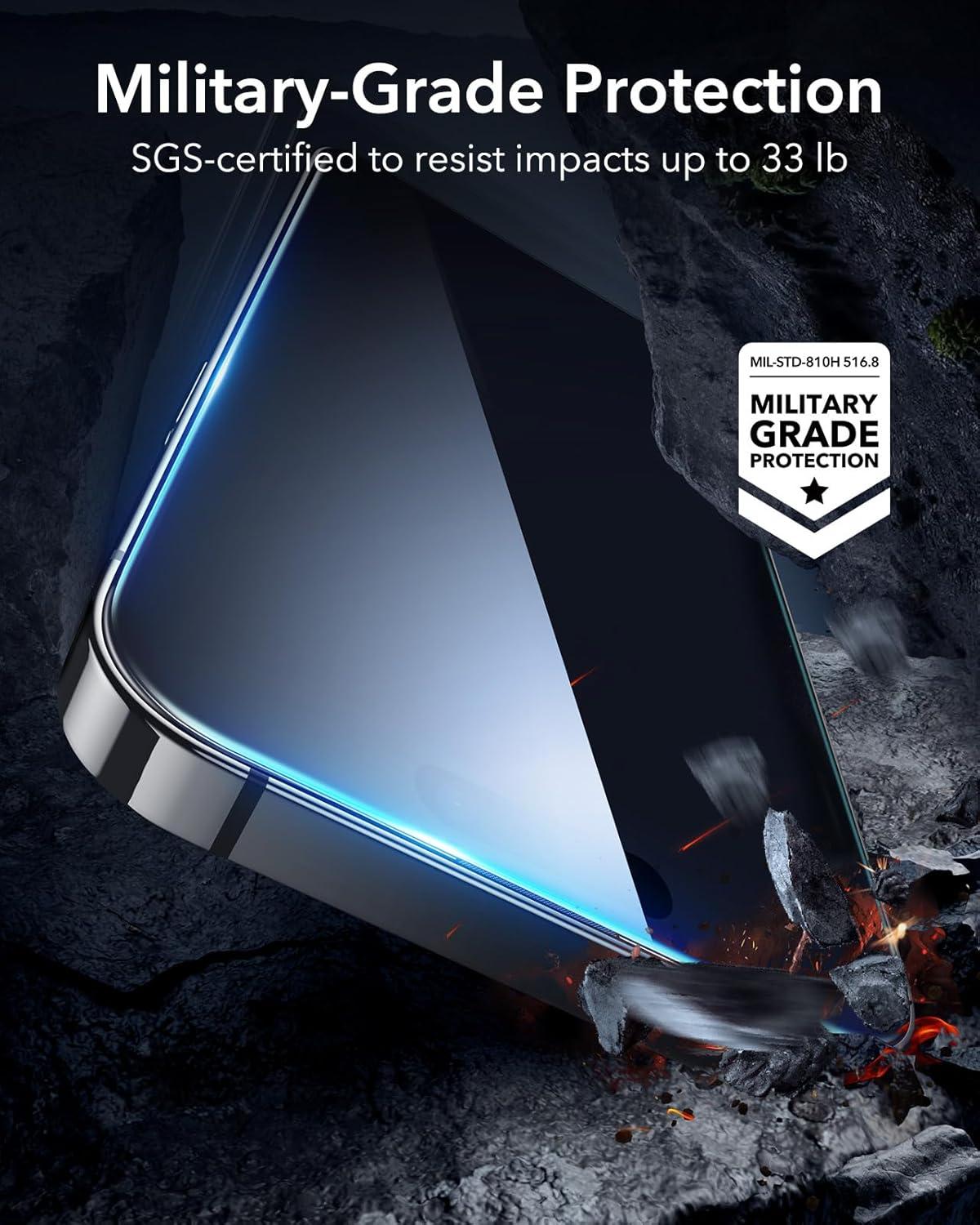 imageESR 3 Pack for iPhone 14 Pro Max Screen Protector 9H Hardness Military Grade Shatterproof Tempered Glass Film with Flawless Fit Tray3 Pack with Flawless Fit Tray