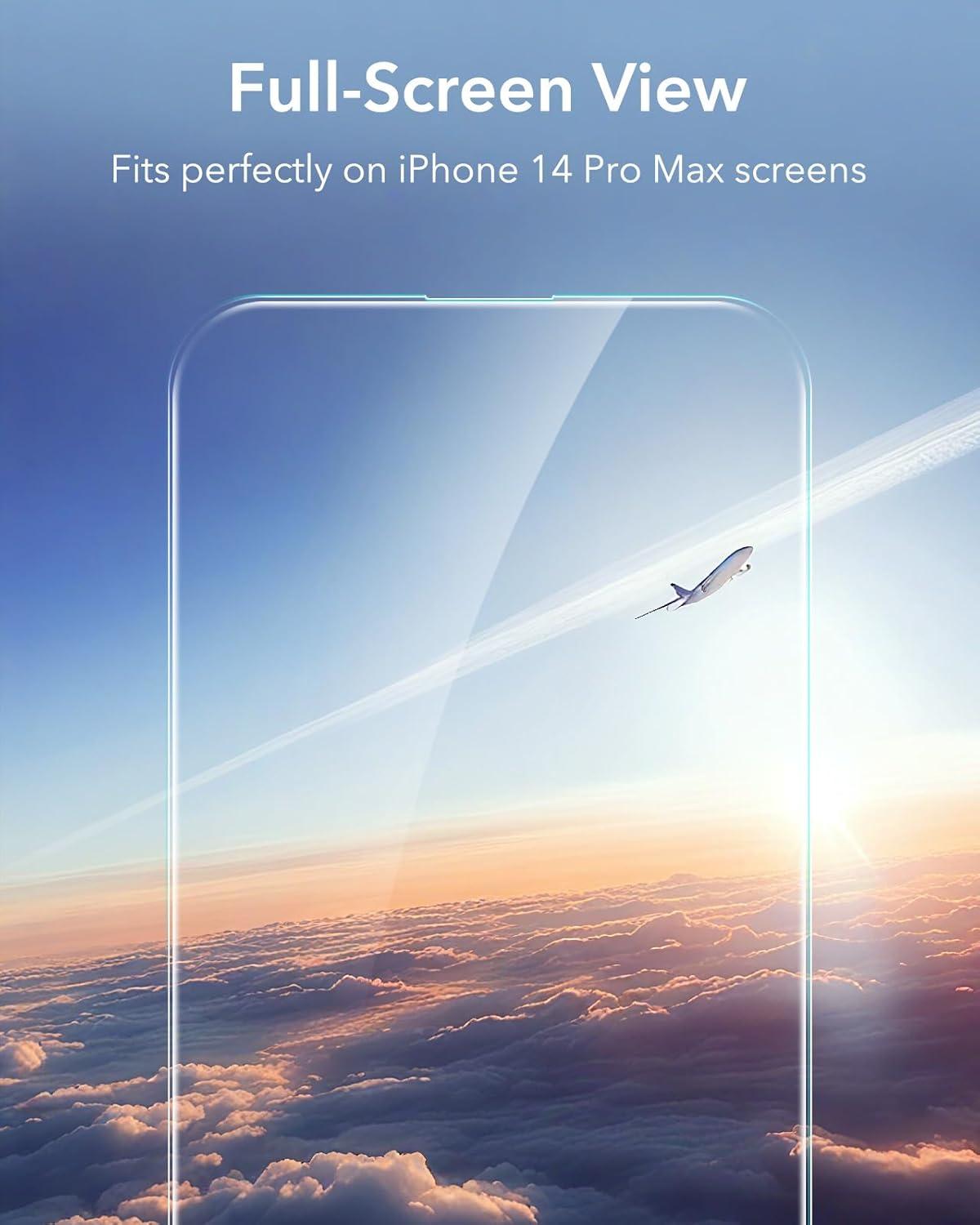 imageESR 3 Pack for iPhone 14 Pro Max Screen Protector 9H Hardness Military Grade Shatterproof Tempered Glass Film with Flawless Fit Tray3 Pack with Flawless Fit Tray