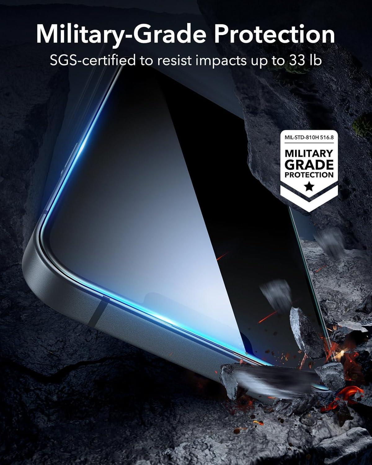 imageESR 3 Pack for iPhone 14 Pro Max Screen Protector 9H Hardness Military Grade Shatterproof Tempered Glass Film with Flawless Fit Tray3 Pack with Flawless Fit Tray