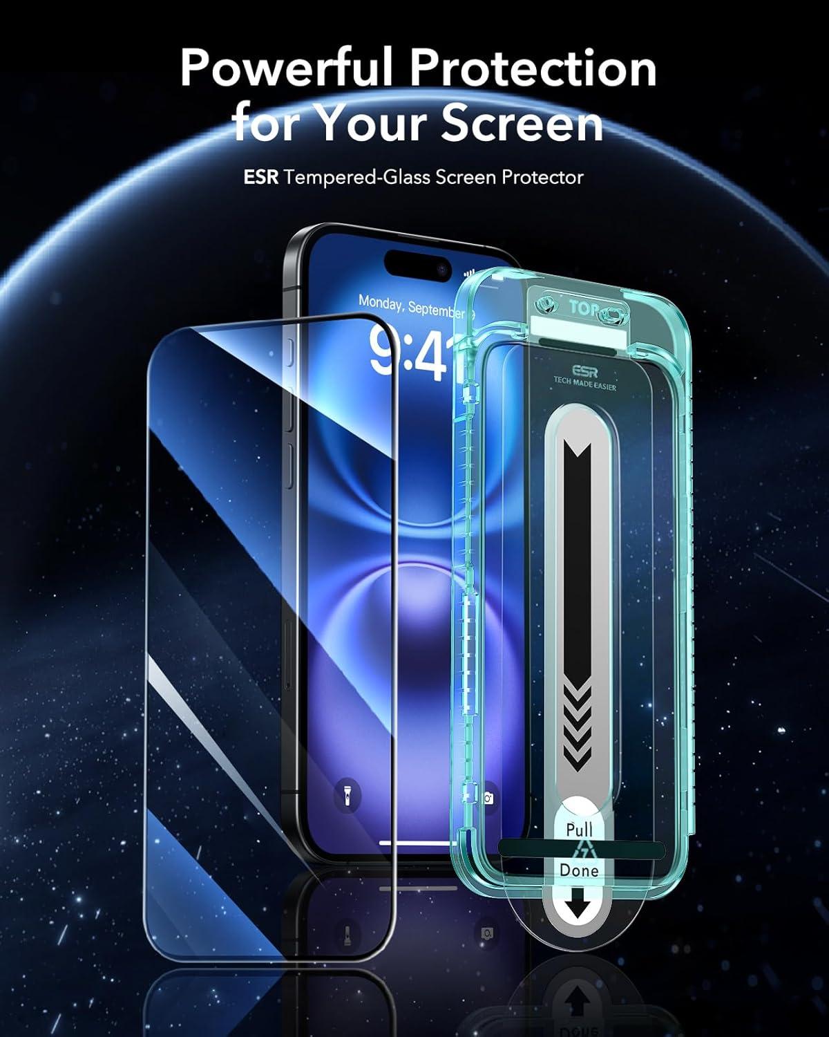 imageESR 3 Pack for iPhone 14 Pro Max Screen Protector 9H Hardness Military Grade Shatterproof Tempered Glass Film with Flawless Fit Tray3 Pack with Flawless Fit Tray