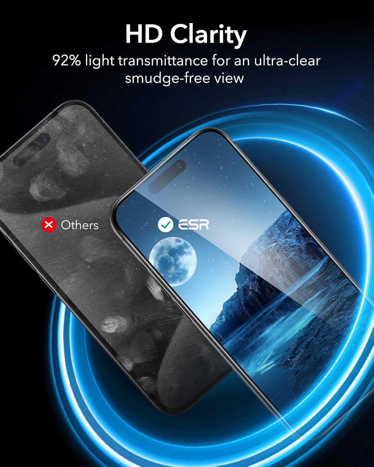 imageESR 3 Pack for iPhone 14 Pro Max Screen Protector 9H Hardness Military Grade Shatterproof Tempered Glass Film with Flawless Fit Tray3 Pack with Flawless Fit Tray