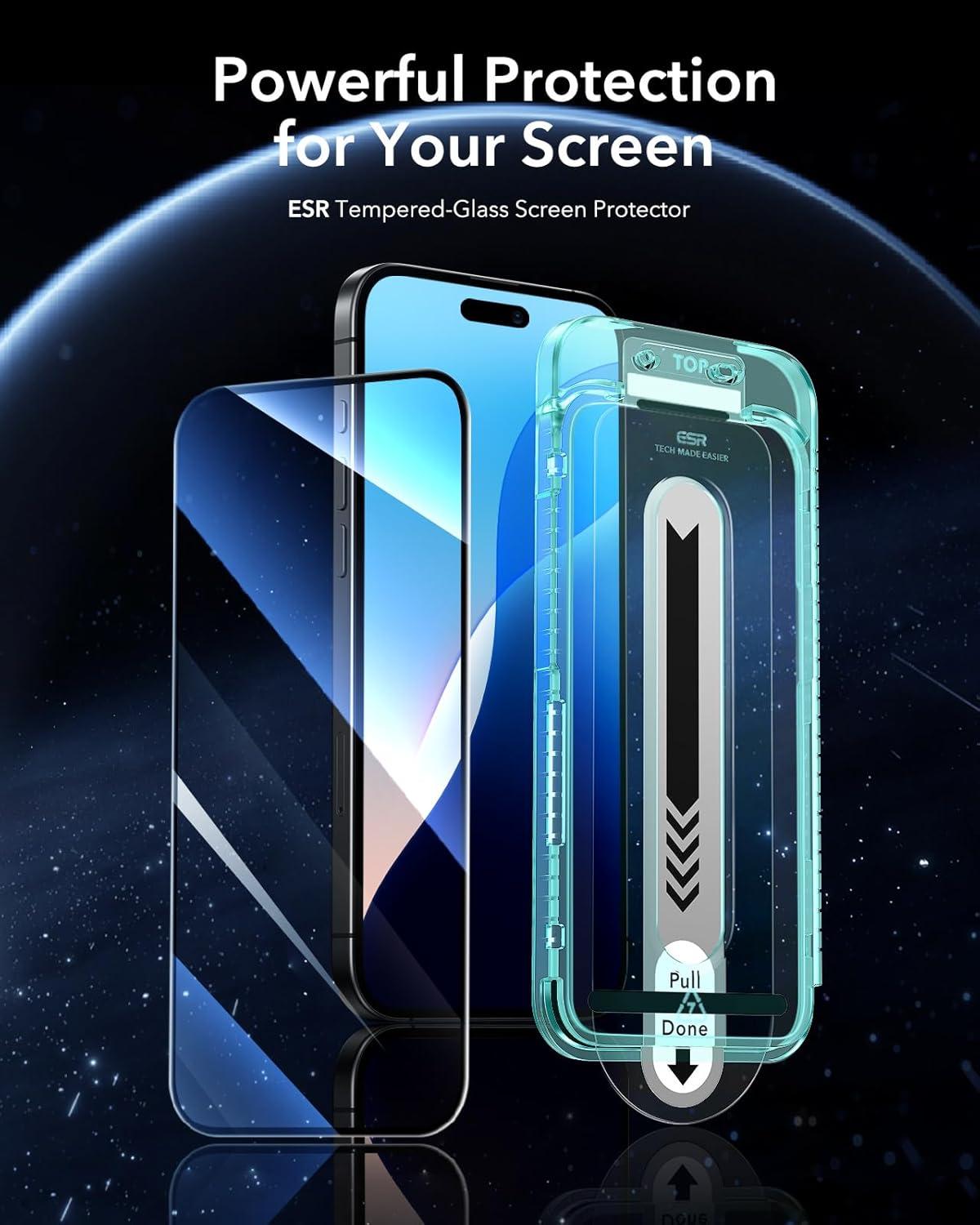 imageESR 3 Pack for iPhone 14 Pro Max Screen Protector 9H Hardness Military Grade Shatterproof Tempered Glass Film with Flawless Fit Tray3 Pack with Flawless Fit Tray