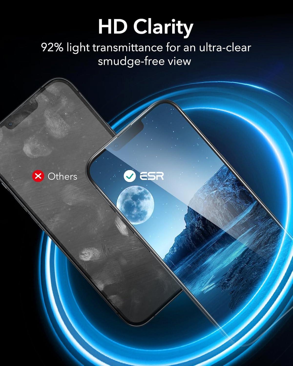 imageESR 3 Pack for iPhone 14 Pro Max Screen Protector 9H Hardness Military Grade Shatterproof Tempered Glass Film with Flawless Fit Tray3 Pack with Flawless Fit Tray