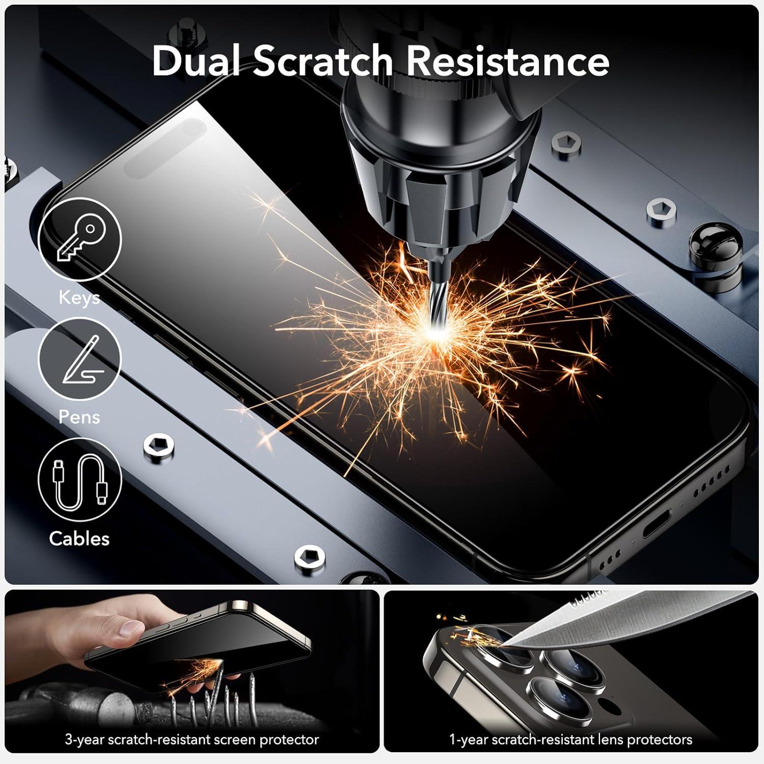 imageESR 3 Pack for iPhone 14 Pro Max Screen Protector 9H Hardness Military Grade Shatterproof Tempered Glass Film with Flawless Fit Tray32 Pack with Flawless Fit Tray