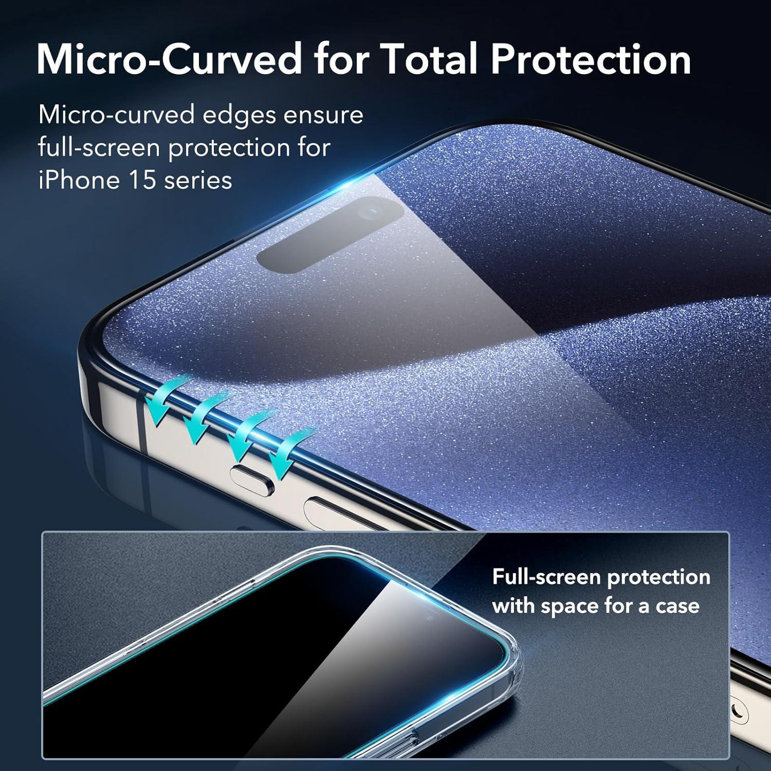 imageESR 3 Pack for iPhone 14 Pro Max Screen Protector 9H Hardness Military Grade Shatterproof Tempered Glass Film with Flawless Fit Tray32 Pack with Flawless Fit Tray