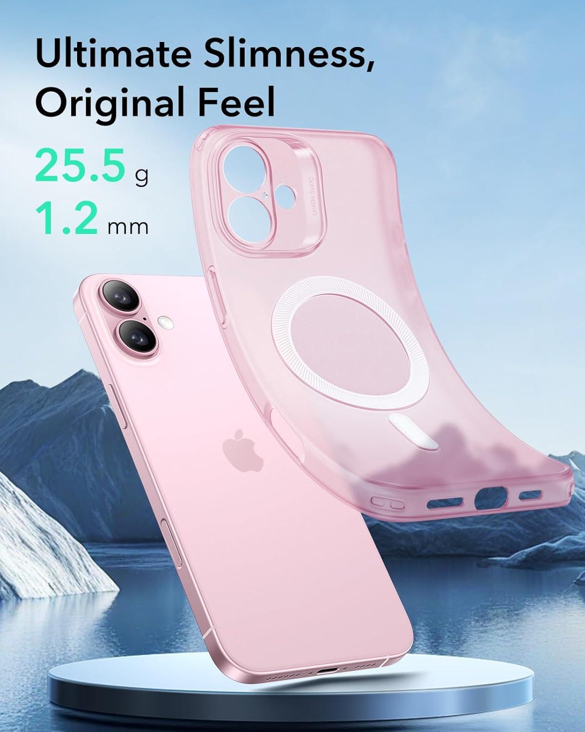 imageESR Clear Case for iPhone 15 Case Shockproof Thin Cover YellowingResistant Slim Transparent TPU Phone Case Zero Series ClearCFrosted Pink