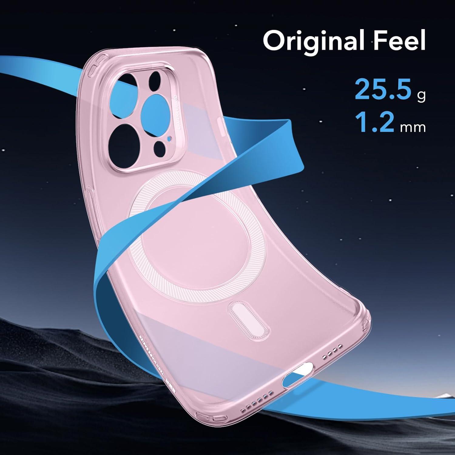 imageESR Clear Case for iPhone 15 Case Shockproof Thin Cover YellowingResistant Slim Transparent TPU Phone Case Zero Series ClearCFrosted Pink