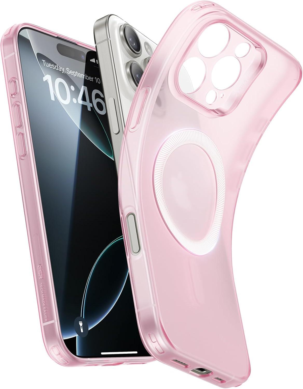 imageESR Clear Case for iPhone 15 Case Shockproof Thin Cover YellowingResistant Slim Transparent TPU Phone Case Zero Series ClearCFrosted Pink