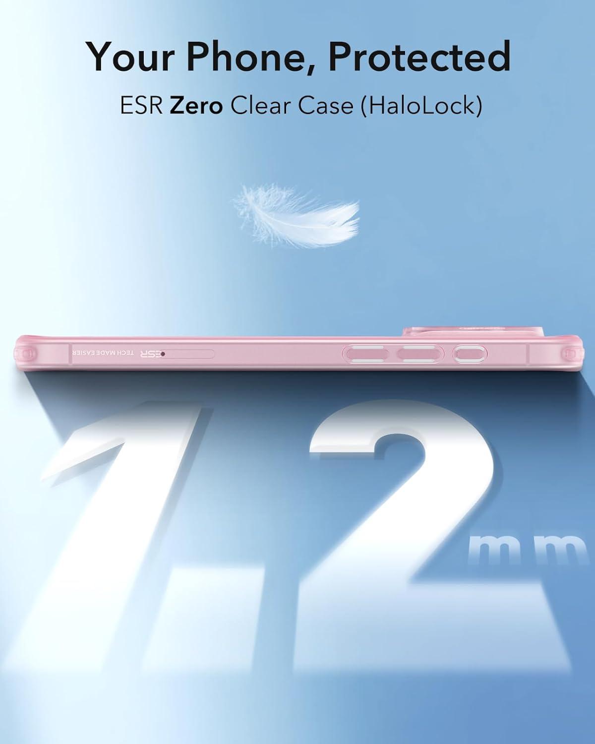 imageESR Clear Case for iPhone 15 Case Shockproof Thin Cover YellowingResistant Slim Transparent TPU Phone Case Zero Series ClearCFrosted Pink