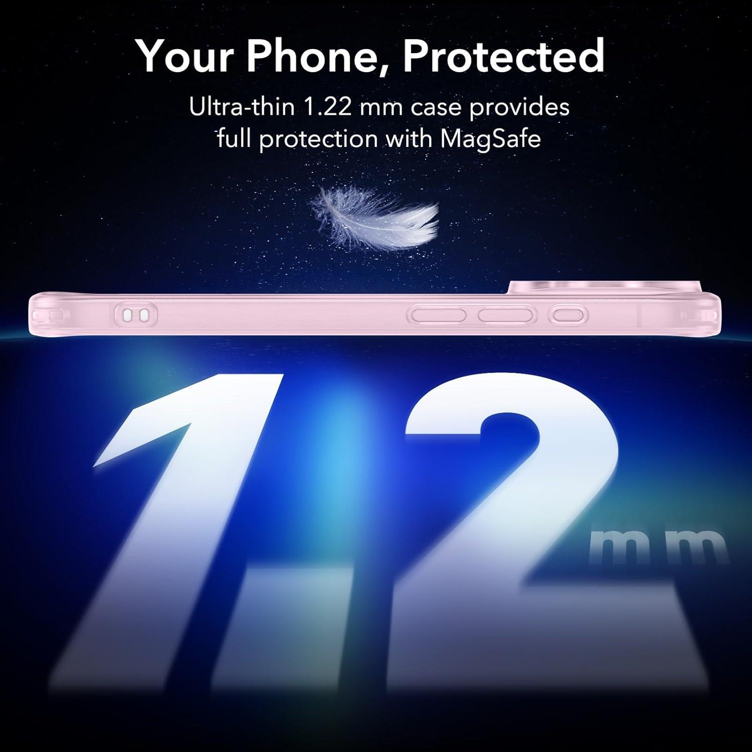 imageESR Clear Case for iPhone 15 Case Shockproof Thin Cover YellowingResistant Slim Transparent TPU Phone Case Zero Series ClearCFrosted Pink