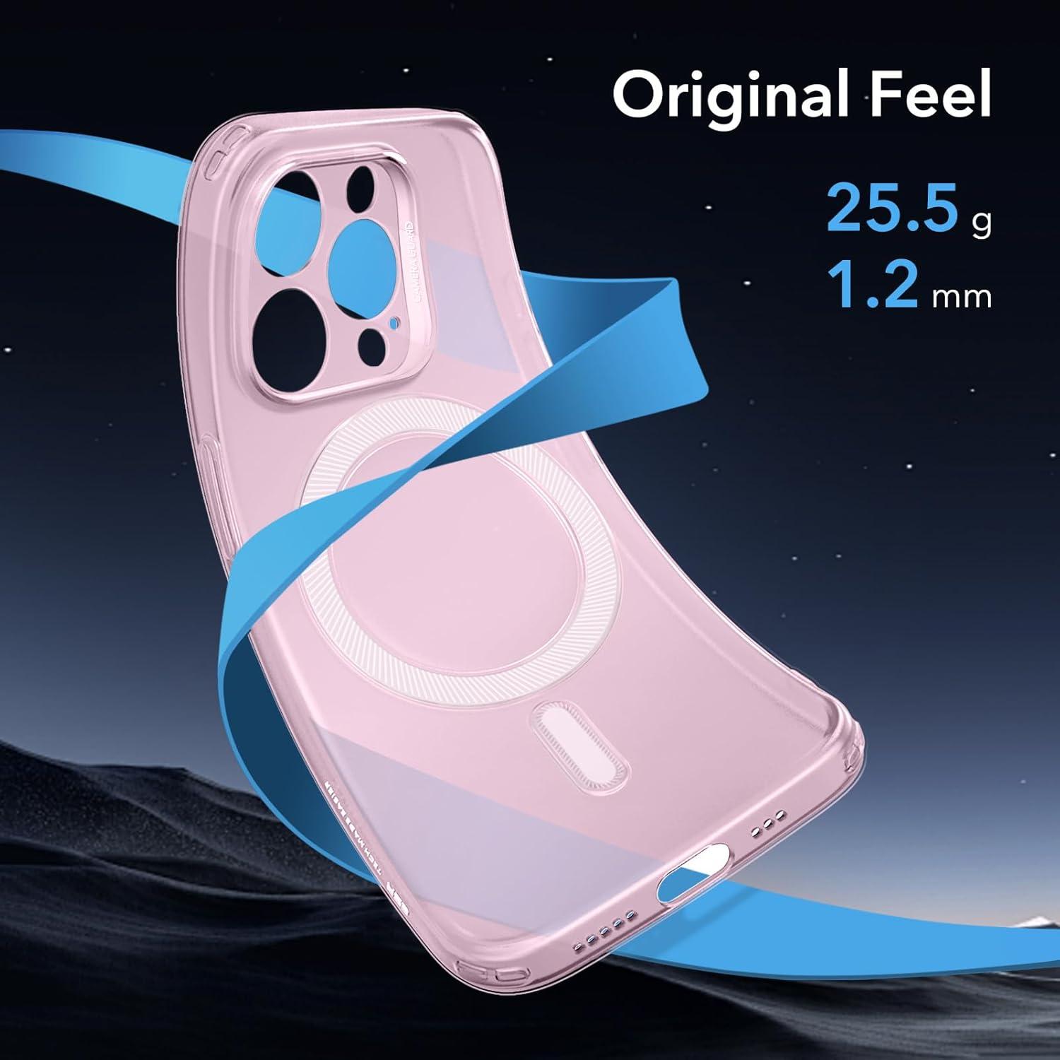 imageESR Clear Case for iPhone 15 Case Shockproof Thin Cover YellowingResistant Slim Transparent TPU Phone Case Zero Series ClearCFrosted Pink