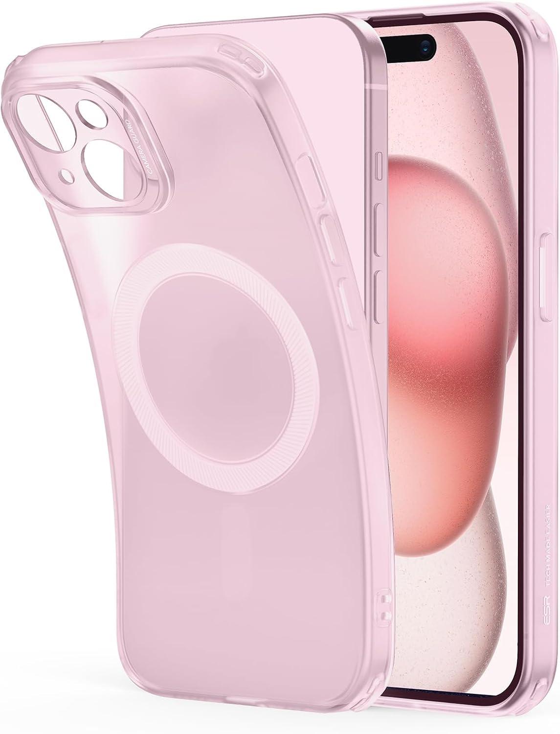 imageESR Clear Case for iPhone 15 Case Shockproof Thin Cover YellowingResistant Slim Transparent TPU Phone Case Zero Series ClearCFrosted Pink
