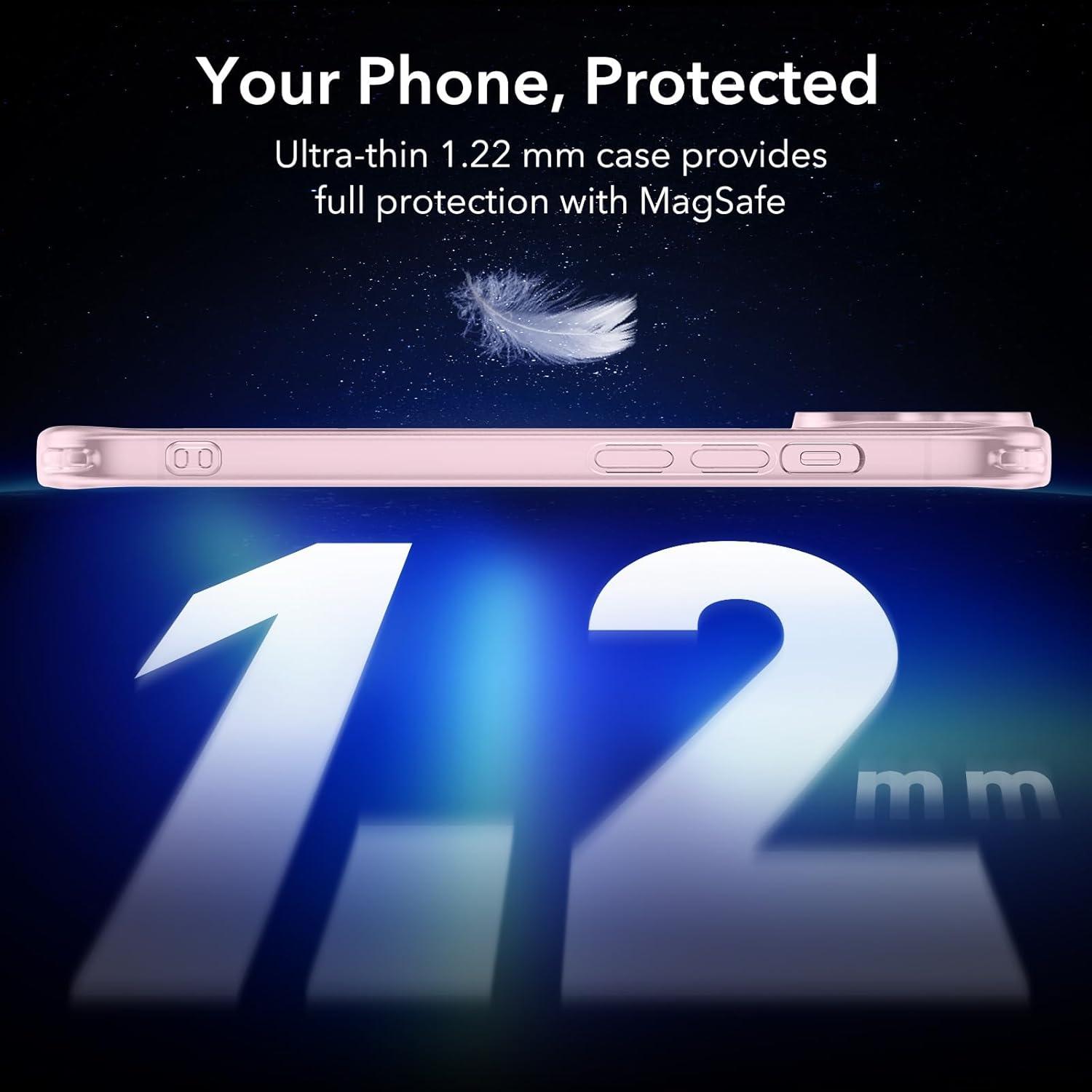 imageESR Clear Case for iPhone 15 Case Shockproof Thin Cover YellowingResistant Slim Transparent TPU Phone Case Zero Series ClearCFrosted Pink