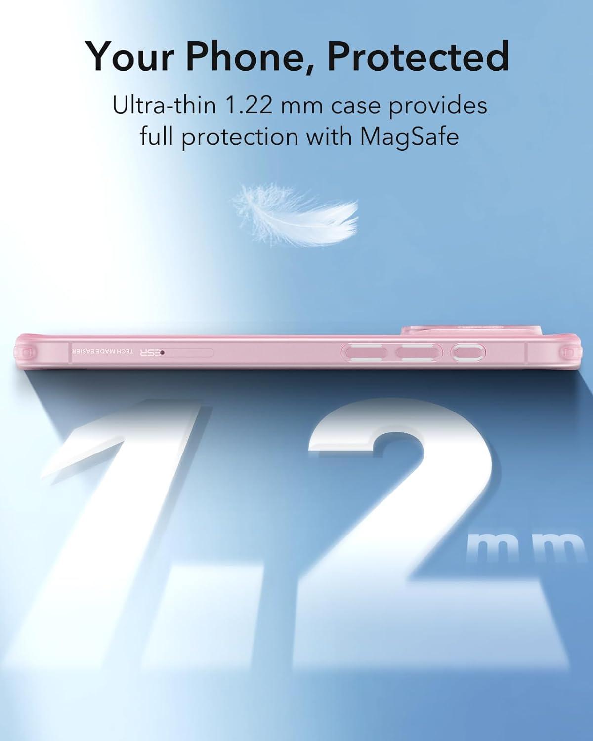 imageESR Clear Case for iPhone 15 Case Shockproof Thin Cover YellowingResistant Slim Transparent TPU Phone Case Zero Series ClearCFrosted Pink