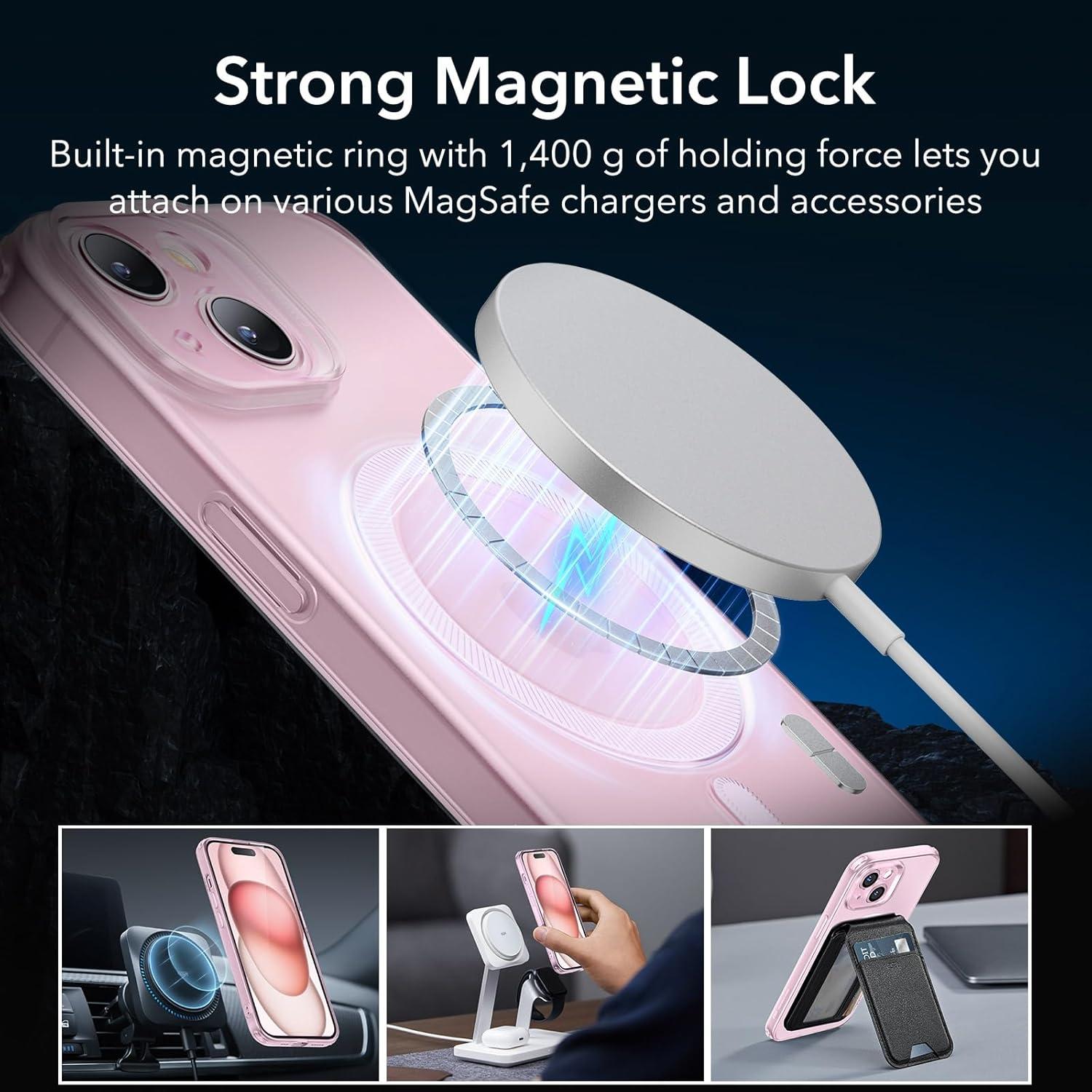 imageESR Clear Case for iPhone 15 Case Shockproof Thin Cover YellowingResistant Slim Transparent TPU Phone Case Zero Series ClearCFrosted Pink