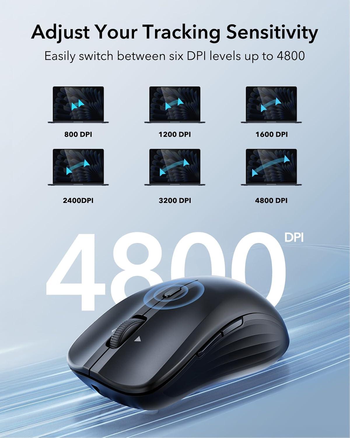 imageESR MagMouse SnaptoCarry Bluetooth Mouse Rechargeable Wireless Mouse for Laptop with Builtin Charging Cable Reusable Adhesive Holder BT 50 24 GHz Connectivity Silent Ergonomic BlackDark Black