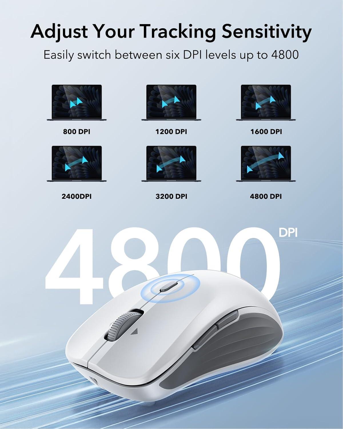 imageESR MagMouse SnaptoCarry Bluetooth Mouse Rechargeable Wireless Mouse for Laptop with Builtin Charging Cable Reusable Adhesive Holder BT 50 24 GHz Connectivity Silent Ergonomic BlackWhite