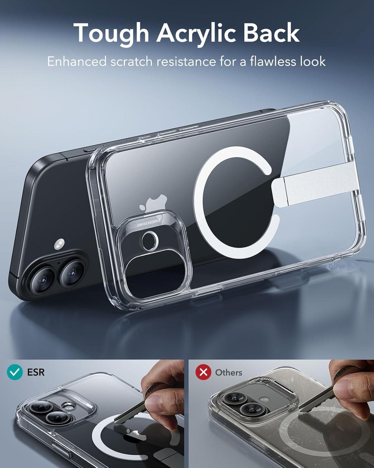 imageESR Patented Metal Kickstand Case Compatible with iPhone 13 Pro Max Two Ways to Tilt Reinforced Drop Protection Slim and Soft Case TransparentMagsafe Clear
