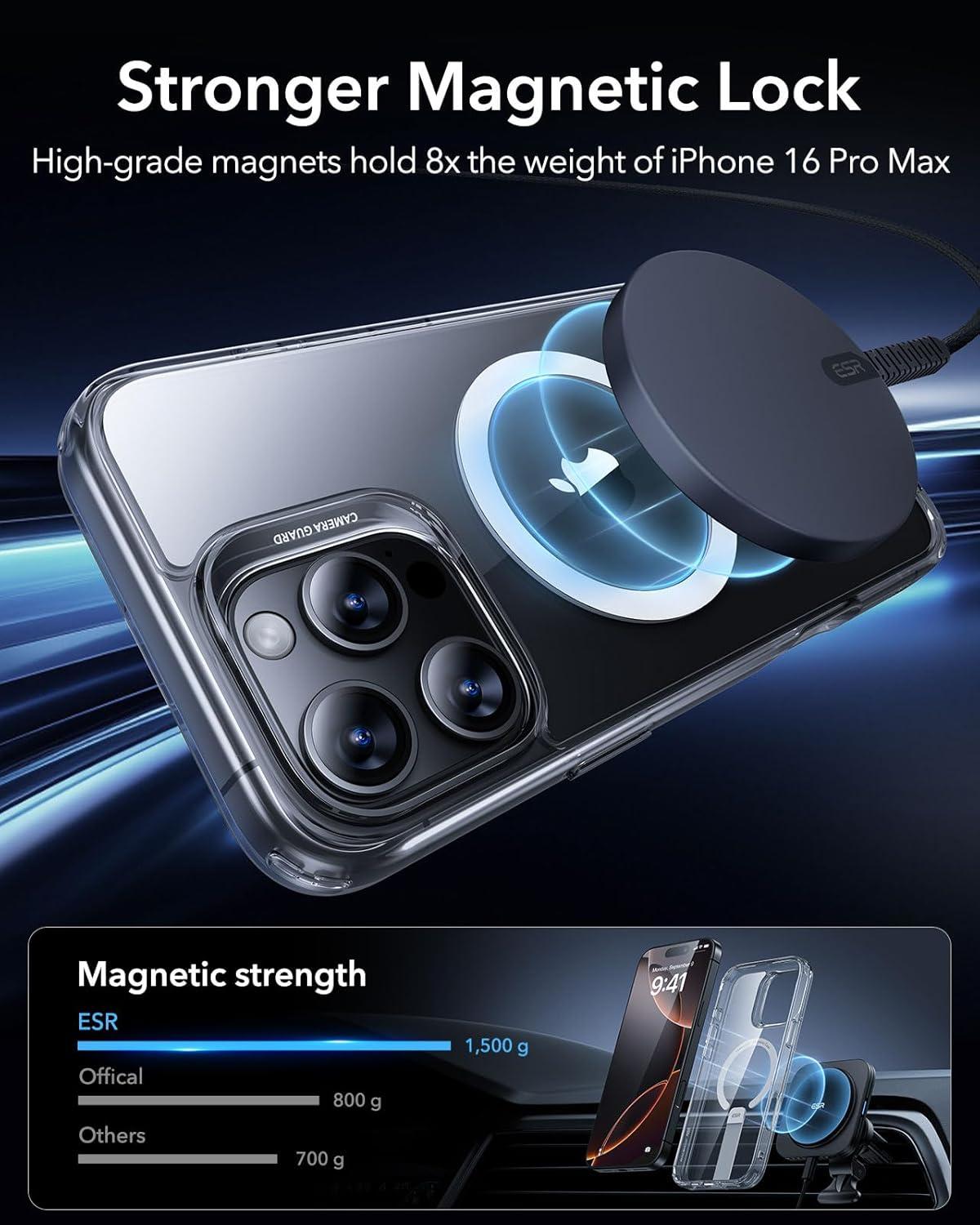 imageESR Patented Metal Kickstand Case Compatible with iPhone 13 Pro Max Two Ways to Tilt Reinforced Drop Protection Slim and Soft Case TransparentMagsafe Clear
