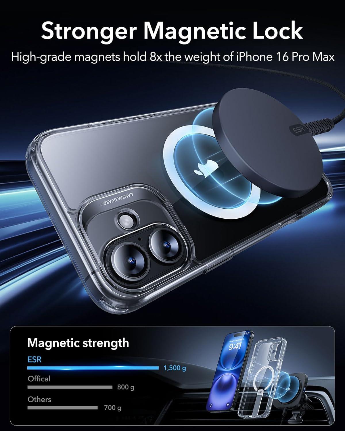 imageESR Patented Metal Kickstand Case Compatible with iPhone 13 Pro Max Two Ways to Tilt Reinforced Drop Protection Slim and Soft Case TransparentMagsafe Clear