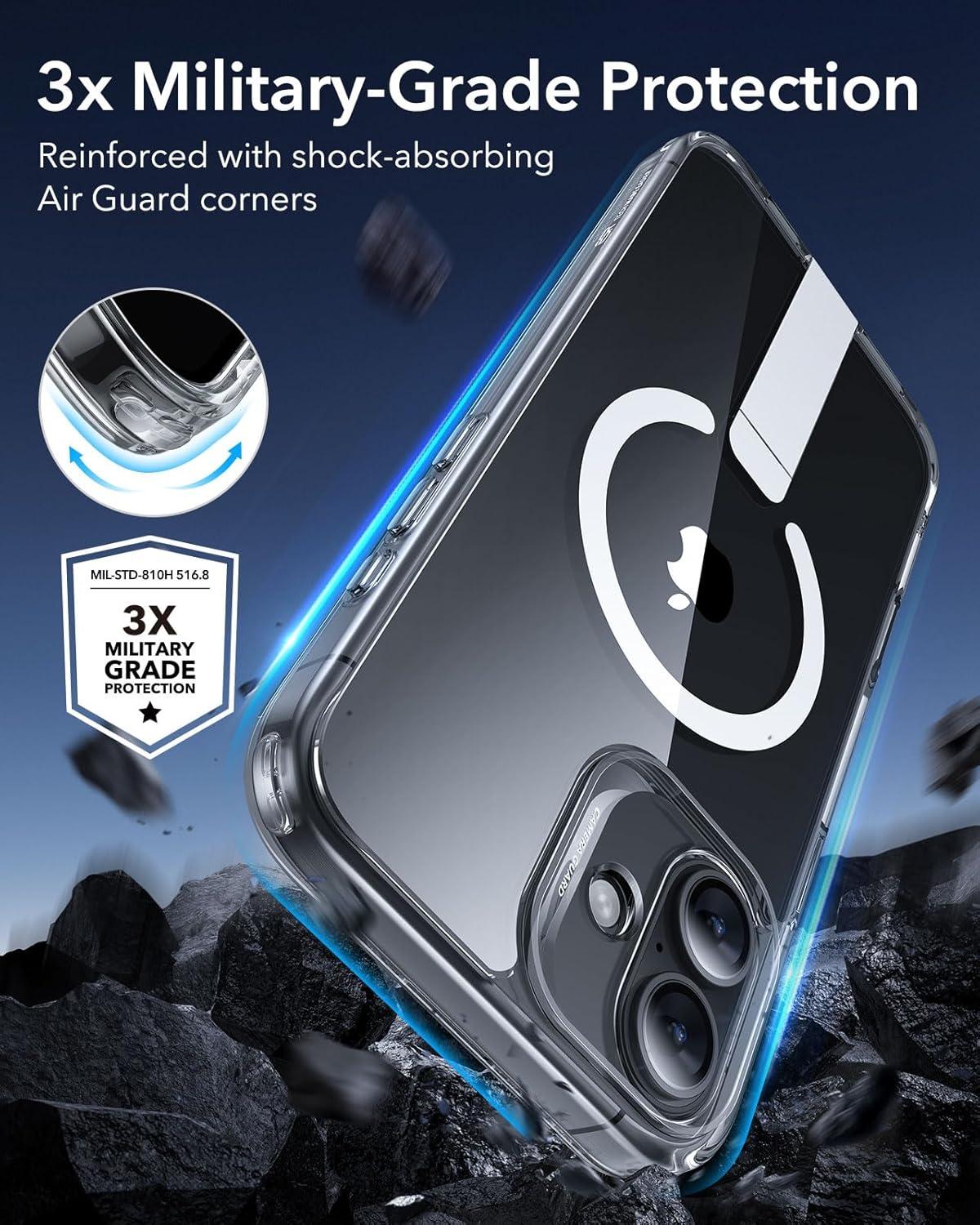 imageESR Patented Metal Kickstand Case Compatible with iPhone 13 Pro Max Two Ways to Tilt Reinforced Drop Protection Slim and Soft Case TransparentMagsafe Clear