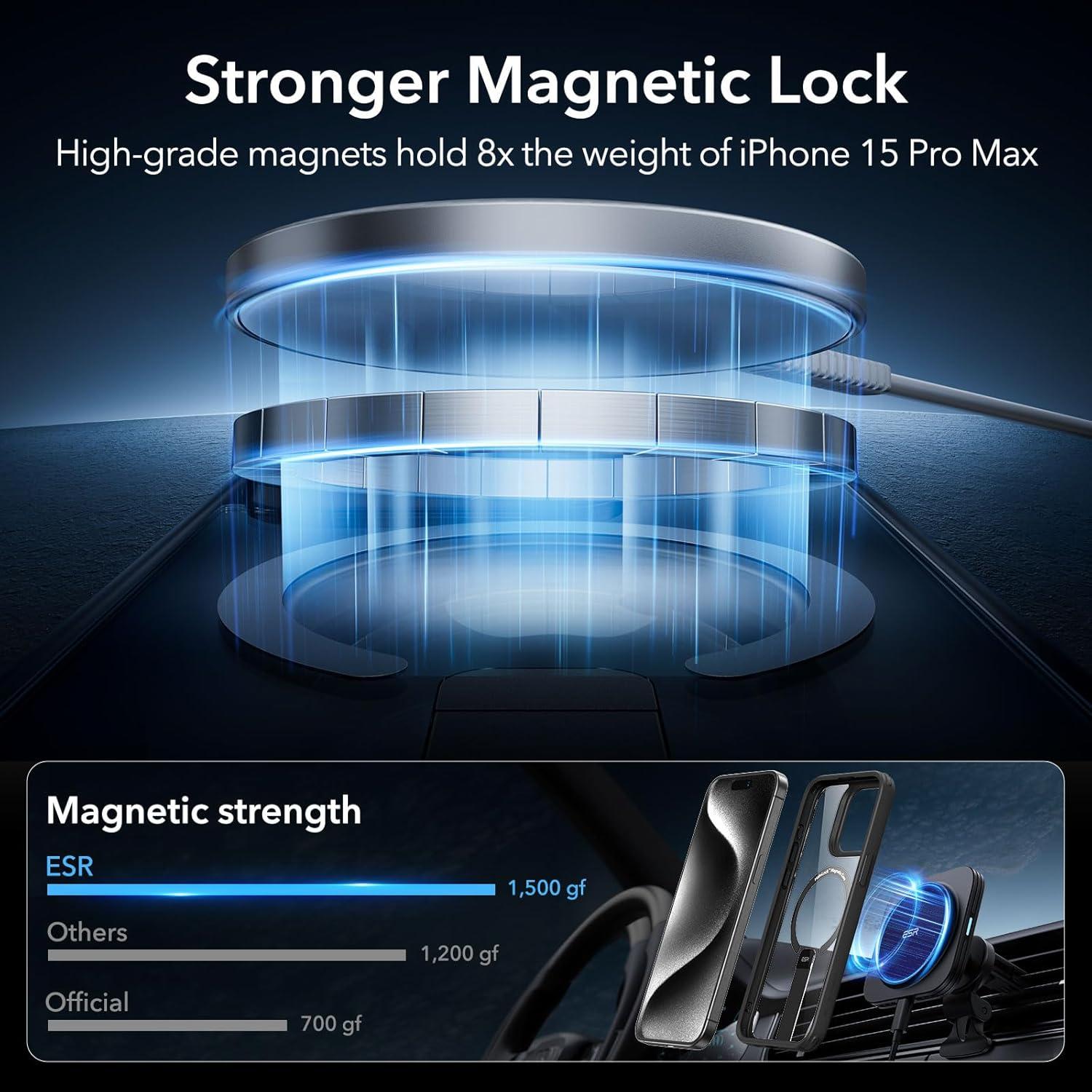 imageESR Patented Metal Kickstand Case Compatible with iPhone 13 Pro Max Two Ways to Tilt Reinforced Drop Protection Slim and Soft Case TransparentMagsafe Clear Black