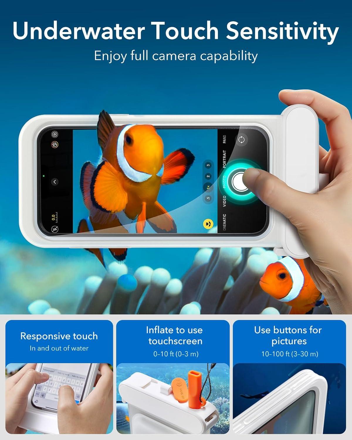 imageESR Waterproof Phone Pouch for iPhone 1314 15 Underwater Touch Sensitivity IPX8 Floating Waterproof Cellphone Case with Lanyard Dry Bag for Snorkeling BlackClear