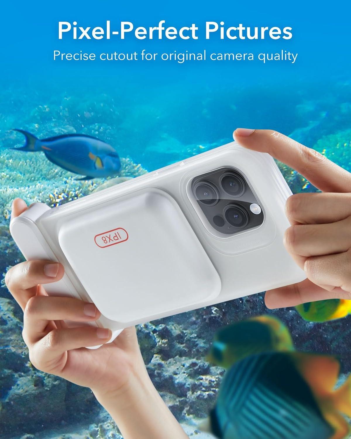 imageESR Waterproof Phone Pouch for iPhone 1314 15 Underwater Touch Sensitivity IPX8 Floating Waterproof Cellphone Case with Lanyard Dry Bag for Snorkeling BlackClear