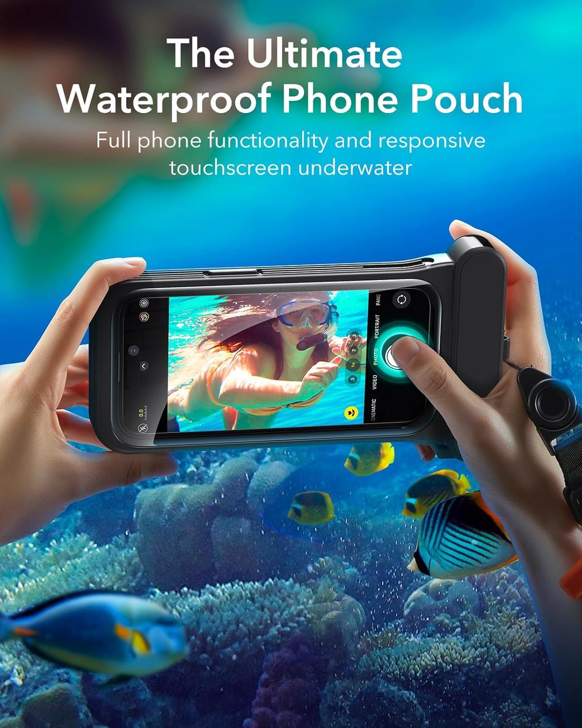 imageESR Waterproof Phone Pouch for iPhone 1314 15 Underwater Touch Sensitivity IPX8 Floating Waterproof Cellphone Case with Lanyard Dry Bag for Snorkeling BlackBlack