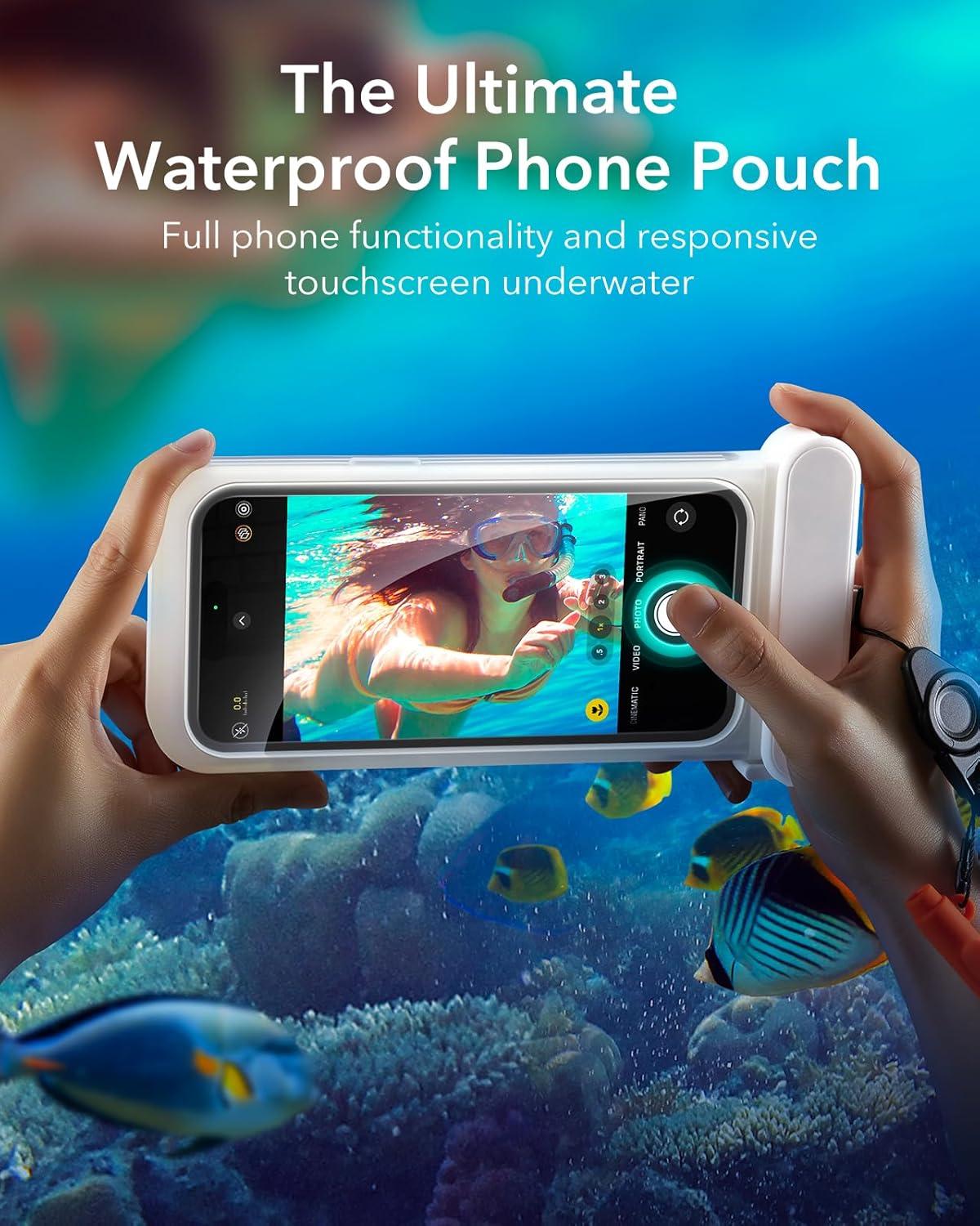 imageESR Waterproof Phone Pouch for iPhone 1314 15 Underwater Touch Sensitivity IPX8 Floating Waterproof Cellphone Case with Lanyard Dry Bag for Snorkeling BlackClear