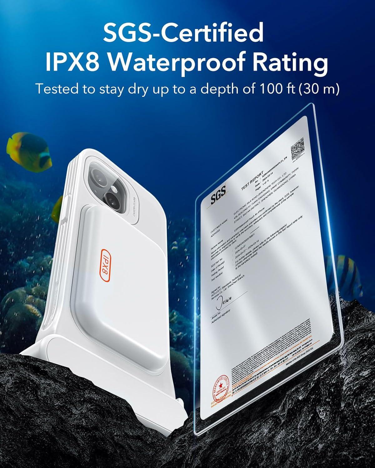 imageESR Waterproof Phone Pouch for iPhone 1314 15 Underwater Touch Sensitivity IPX8 Floating Waterproof Cellphone Case with Lanyard Dry Bag for Snorkeling BlackClear
