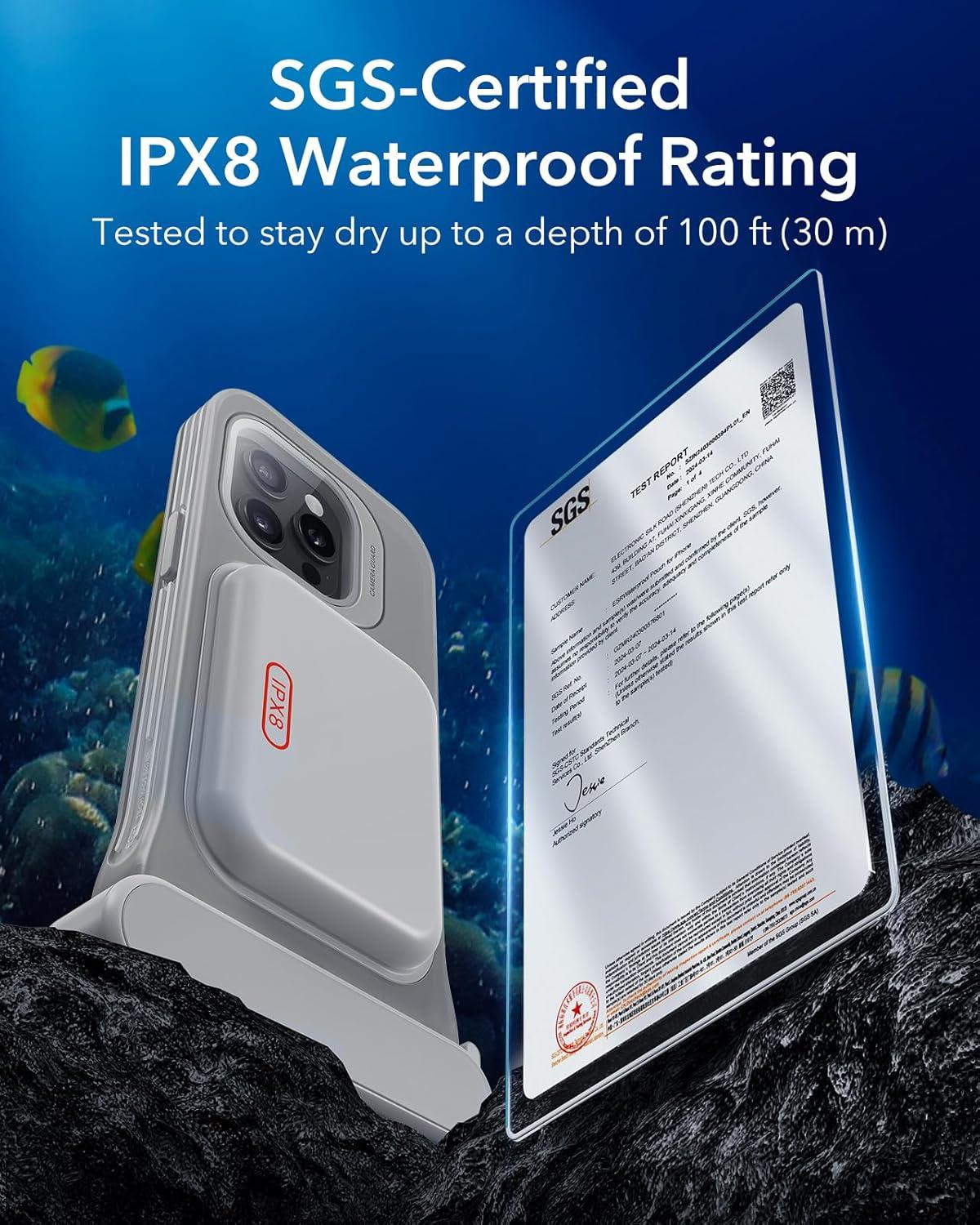 imageESR Waterproof Phone Pouch for iPhone 1314 15 Underwater Touch Sensitivity IPX8 Floating Waterproof Cellphone Case with Lanyard Dry Bag for Snorkeling BlackTitanium