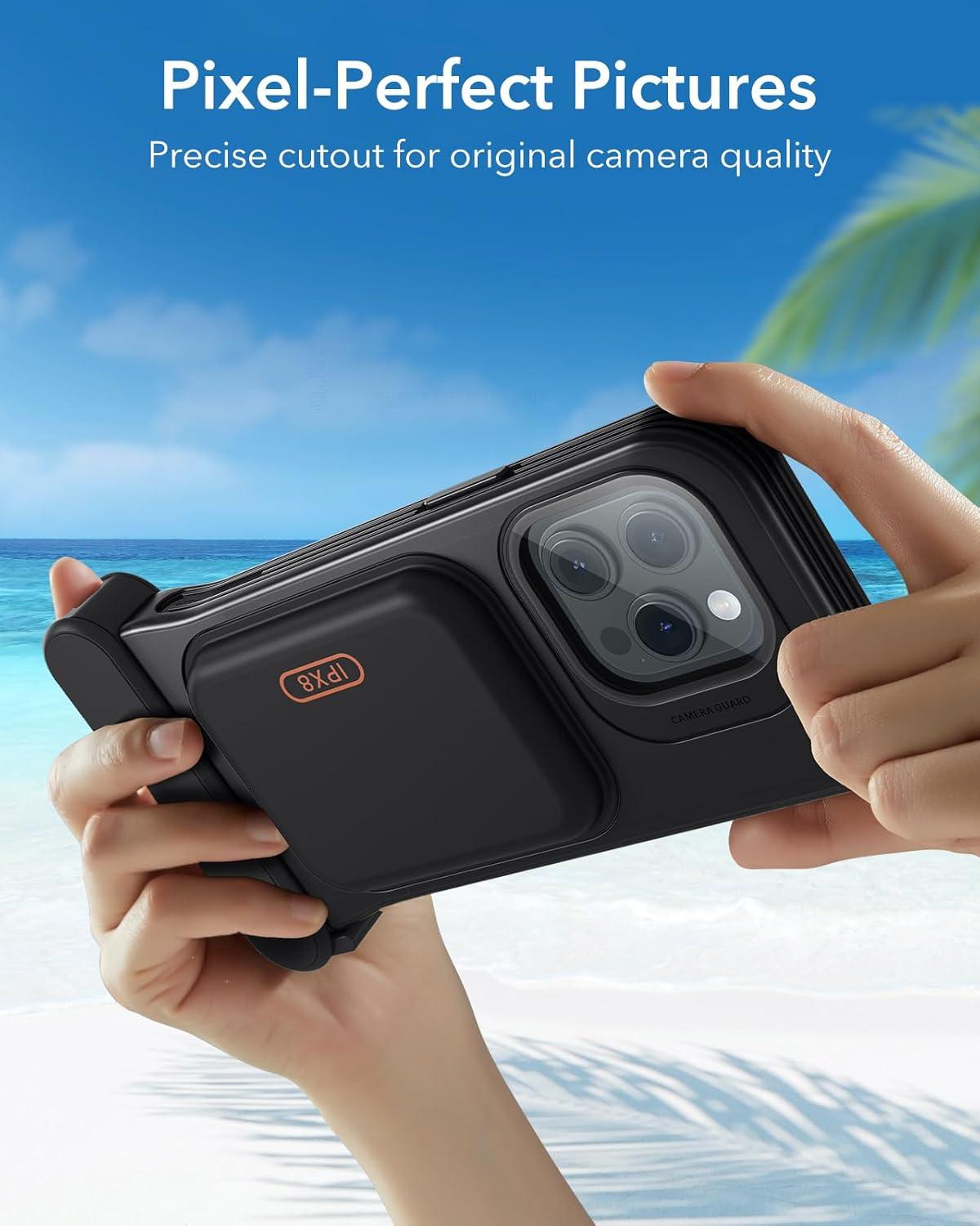 imageESR Waterproof Phone Pouch for iPhone 1314 15 Underwater Touch Sensitivity IPX8 Floating Waterproof Cellphone Case with Lanyard Dry Bag for Snorkeling BlackBlack Titanium