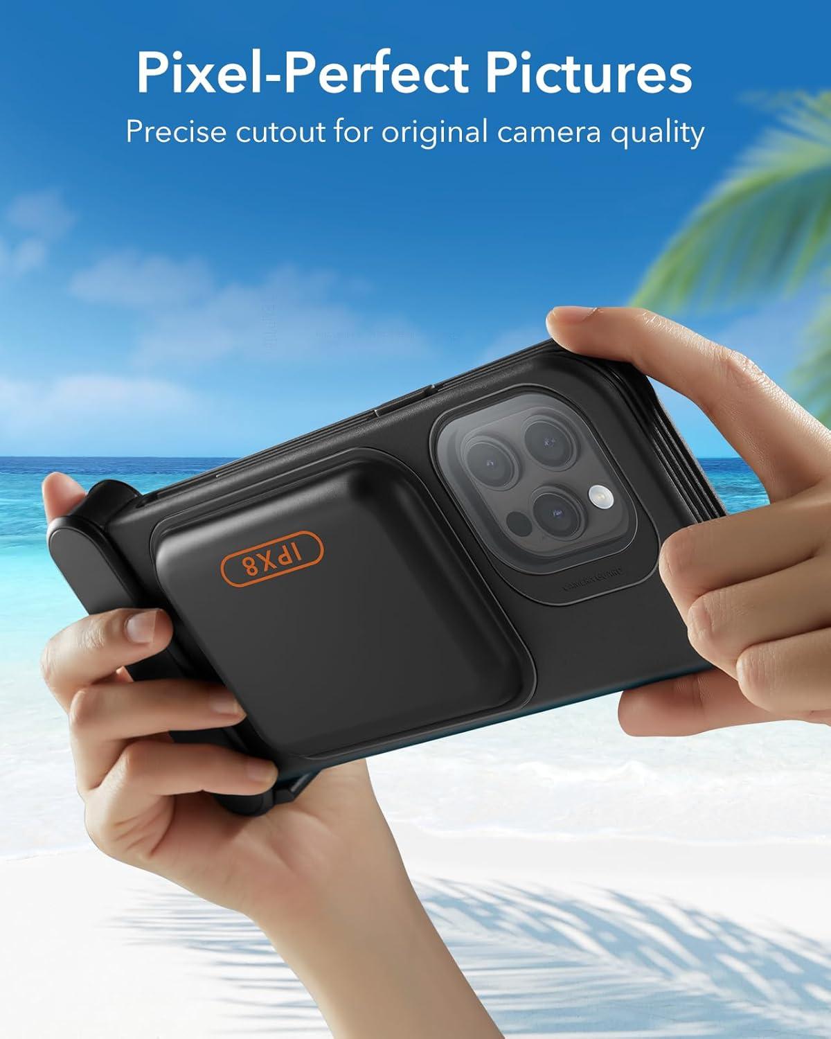 imageESR Waterproof Phone Pouch for iPhone 1314 15 Underwater Touch Sensitivity IPX8 Floating Waterproof Cellphone Case with Lanyard Dry Bag for Snorkeling BlackBlack