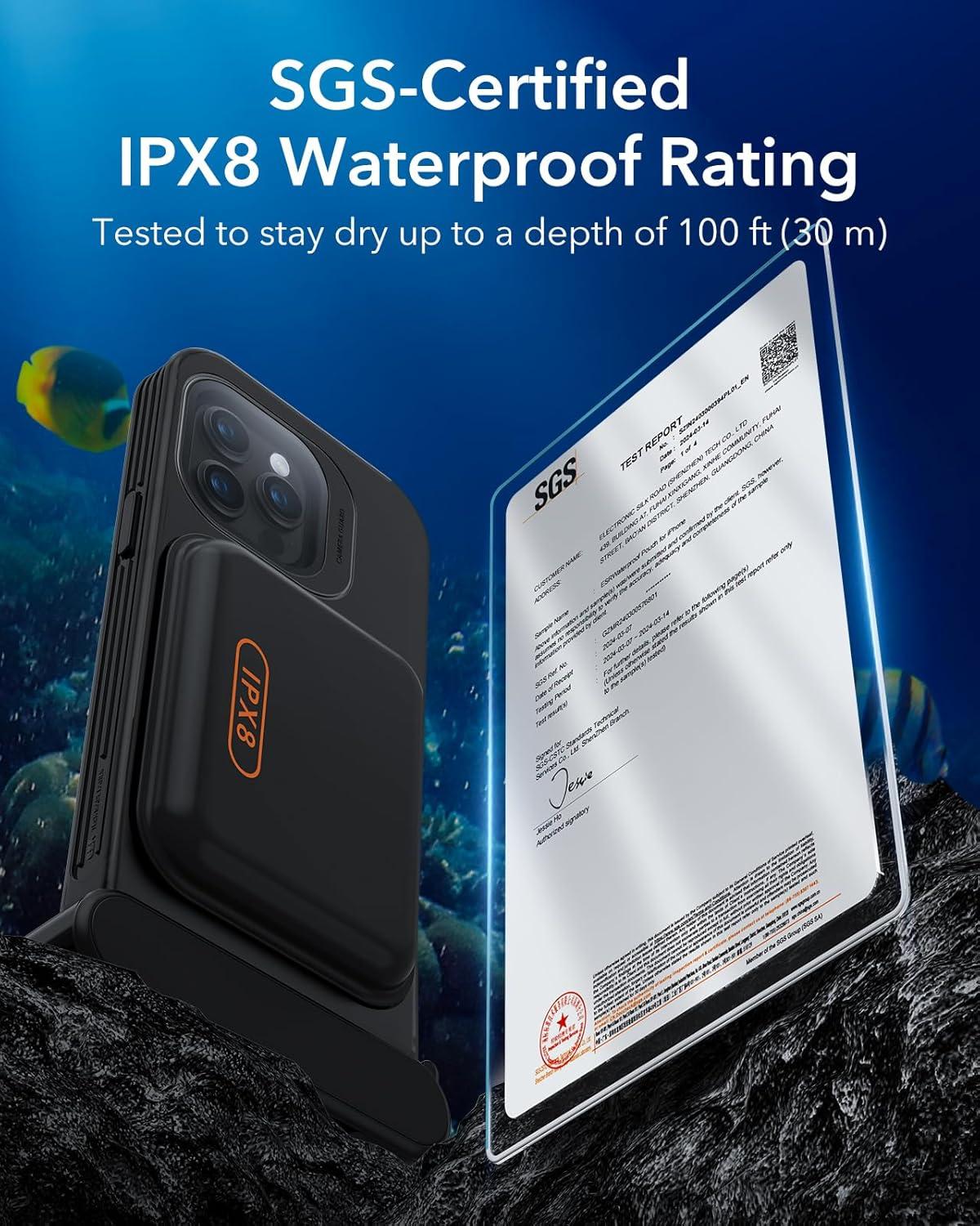 imageESR Waterproof Phone Pouch for iPhone 1314 15 Underwater Touch Sensitivity IPX8 Floating Waterproof Cellphone Case with Lanyard Dry Bag for Snorkeling BlackBlack