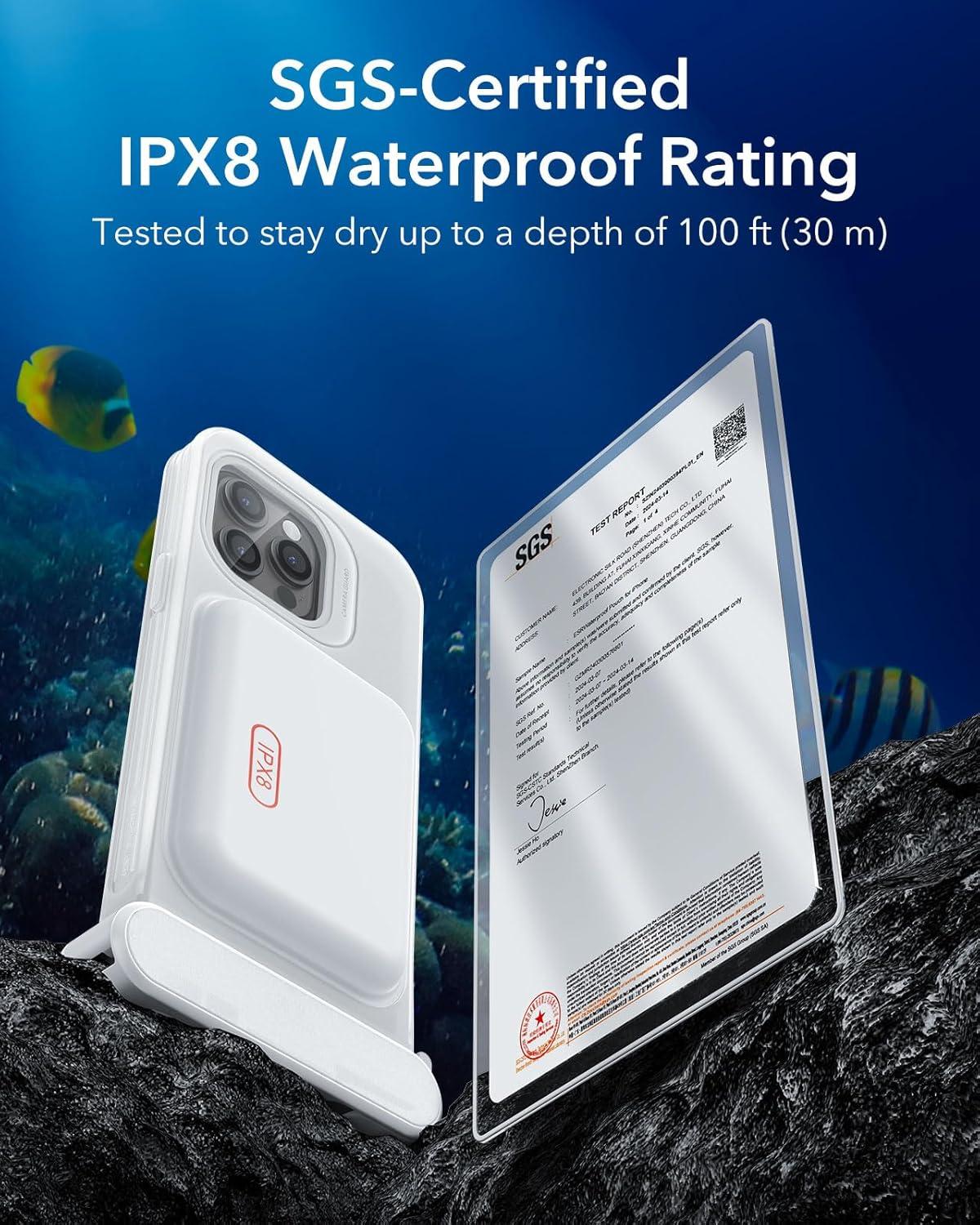 imageESR Waterproof Phone Pouch for iPhone 1314 15 Underwater Touch Sensitivity IPX8 Floating Waterproof Cellphone Case with Lanyard Dry Bag for Snorkeling BlackClear