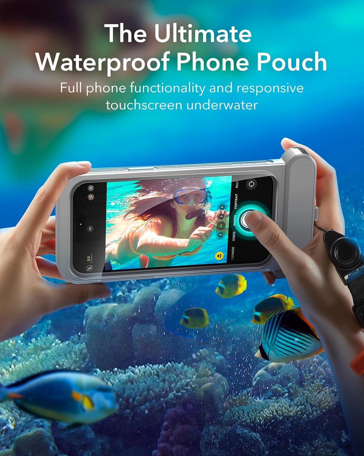 imageESR Waterproof Phone Pouch for iPhone 1314 15 Underwater Touch Sensitivity IPX8 Floating Waterproof Cellphone Case with Lanyard Dry Bag for Snorkeling BlackBlack Titanium