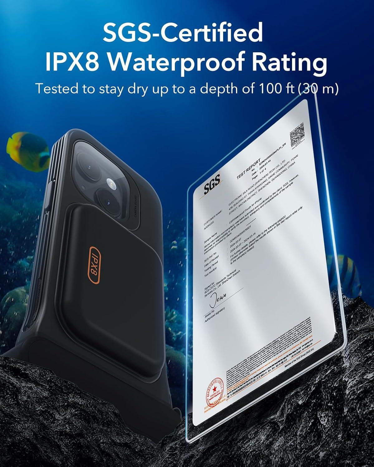 imageESR Waterproof Phone Pouch for iPhone 1314 15 Underwater Touch Sensitivity IPX8 Floating Waterproof Cellphone Case with Lanyard Dry Bag for Snorkeling BlackBlack