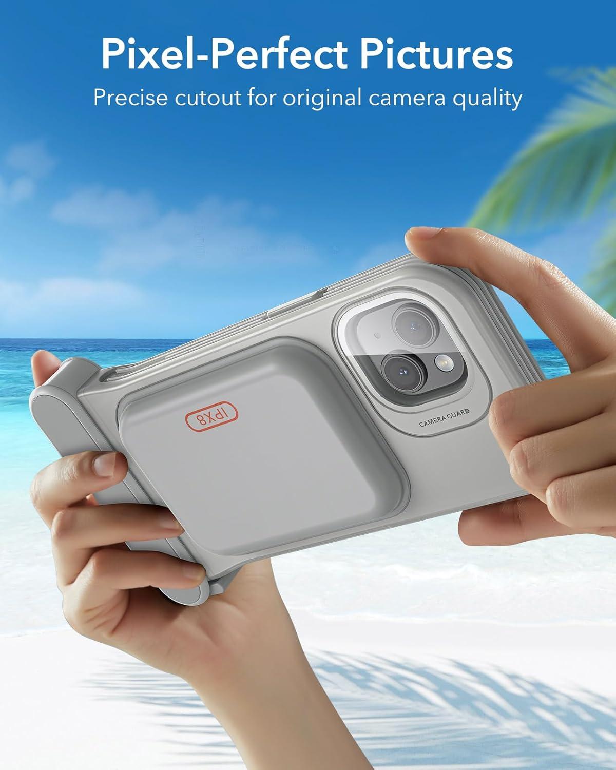 imageESR Waterproof Phone Pouch for iPhone 1314 15 Underwater Touch Sensitivity IPX8 Floating Waterproof Cellphone Case with Lanyard Dry Bag for Snorkeling BlackTitanium