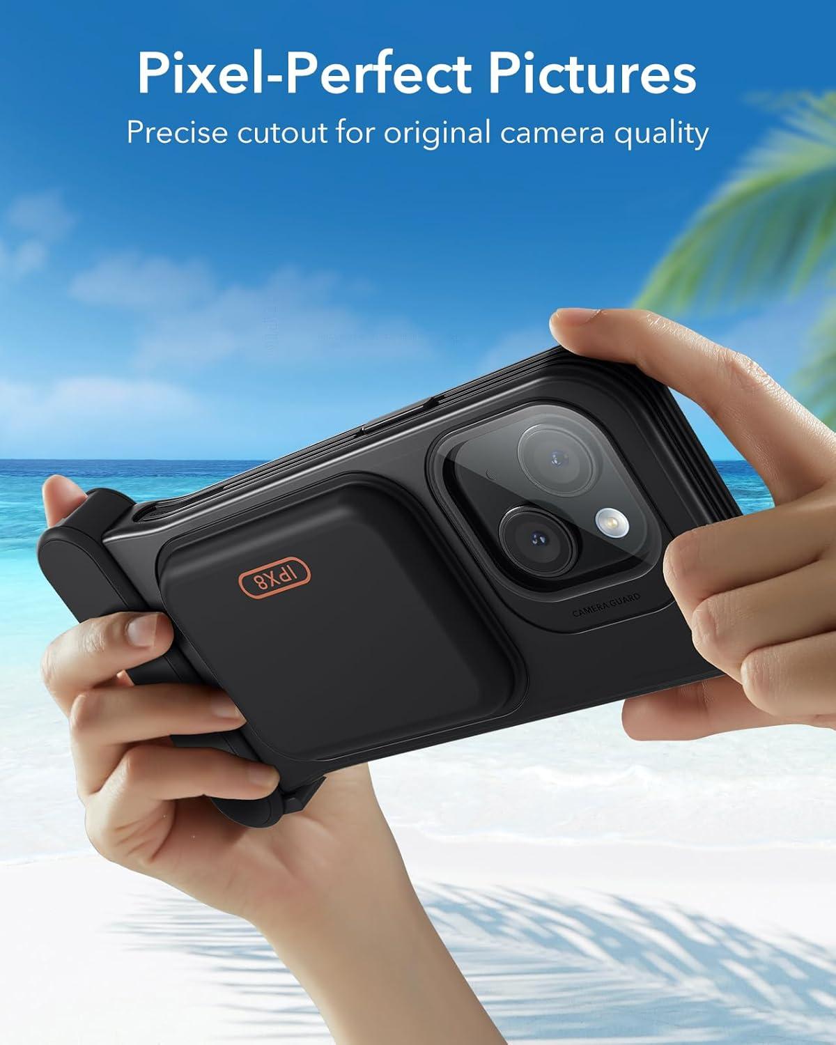 imageESR Waterproof Phone Pouch for iPhone 1314 15 Underwater Touch Sensitivity IPX8 Floating Waterproof Cellphone Case with Lanyard Dry Bag for Snorkeling BlackBlack