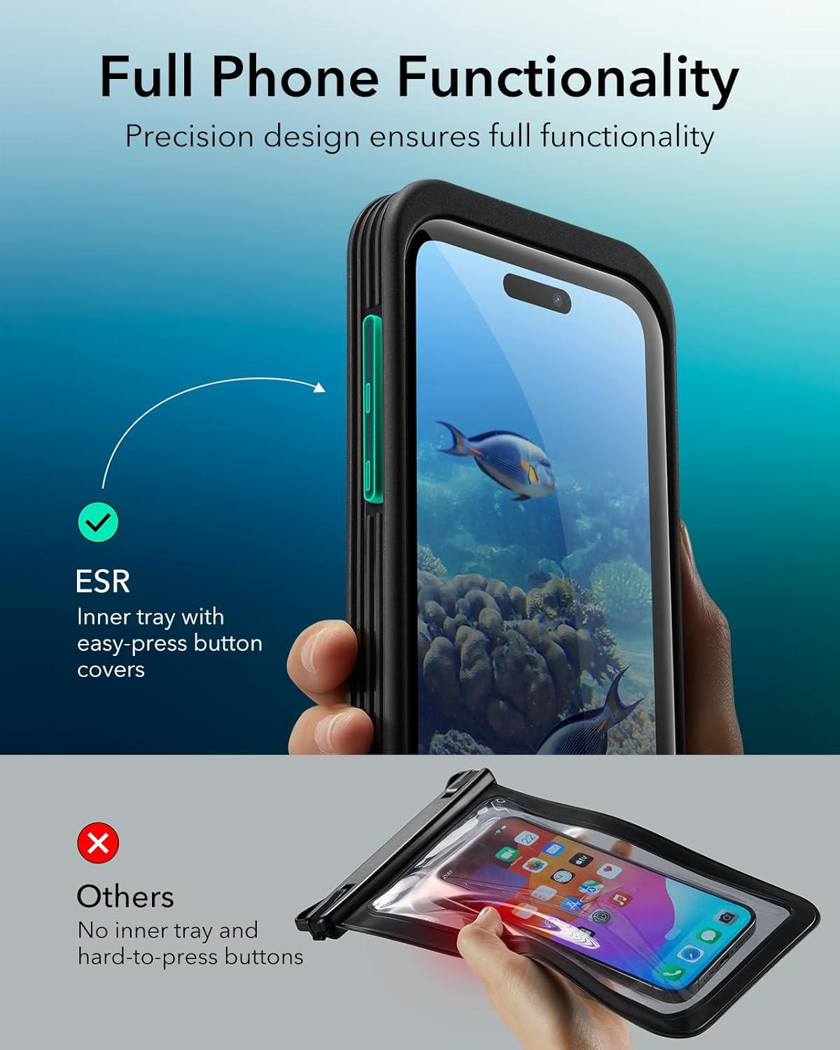imageESR Waterproof Phone Pouch for iPhone 1314 15 Underwater Touch Sensitivity IPX8 Floating Waterproof Cellphone Case with Lanyard Dry Bag for Snorkeling BlackBlack