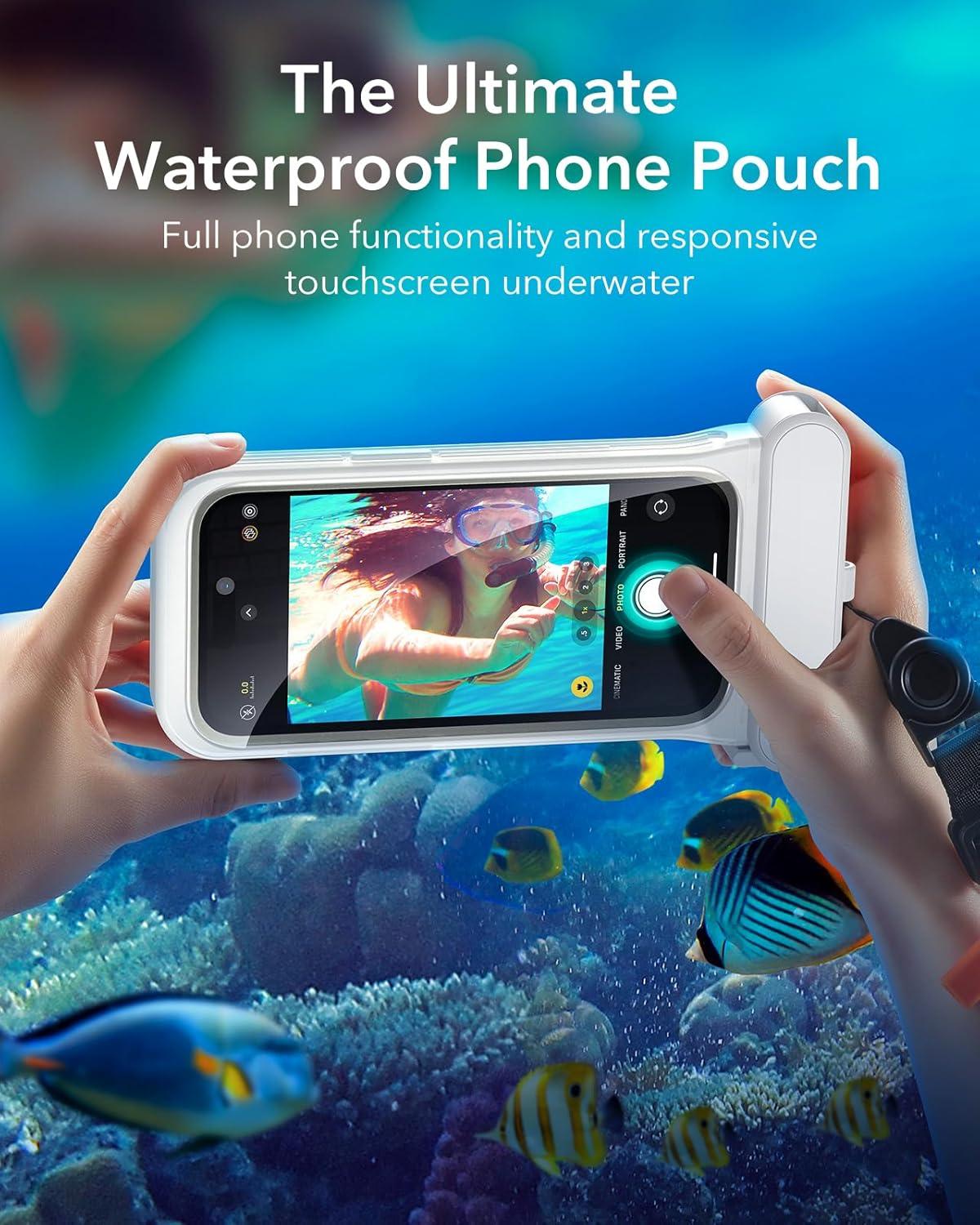 imageESR Waterproof Phone Pouch for iPhone 1314 15 Underwater Touch Sensitivity IPX8 Floating Waterproof Cellphone Case with Lanyard Dry Bag for Snorkeling BlackClear