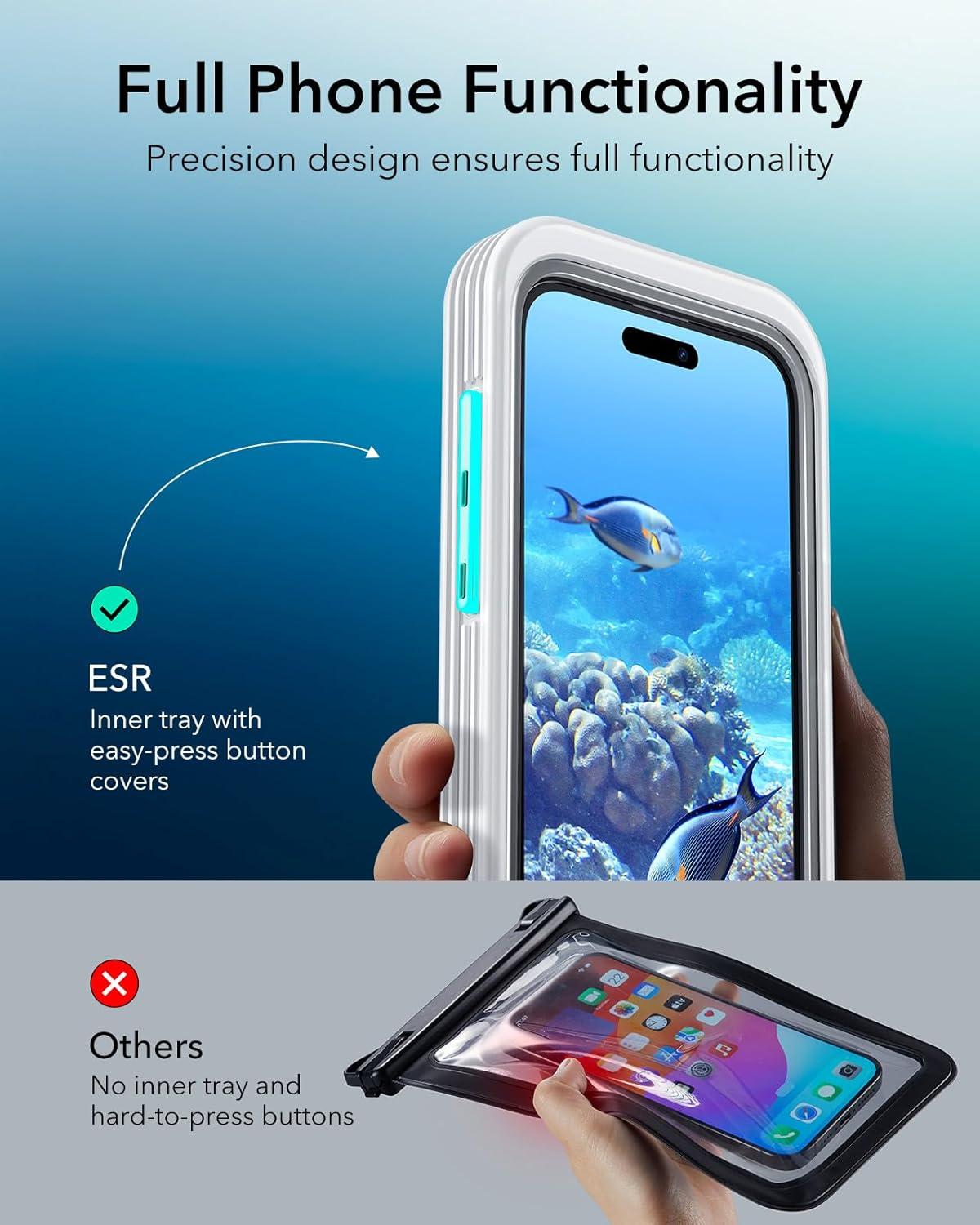 imageESR Waterproof Phone Pouch for iPhone 1314 15 Underwater Touch Sensitivity IPX8 Floating Waterproof Cellphone Case with Lanyard Dry Bag for Snorkeling BlackClear