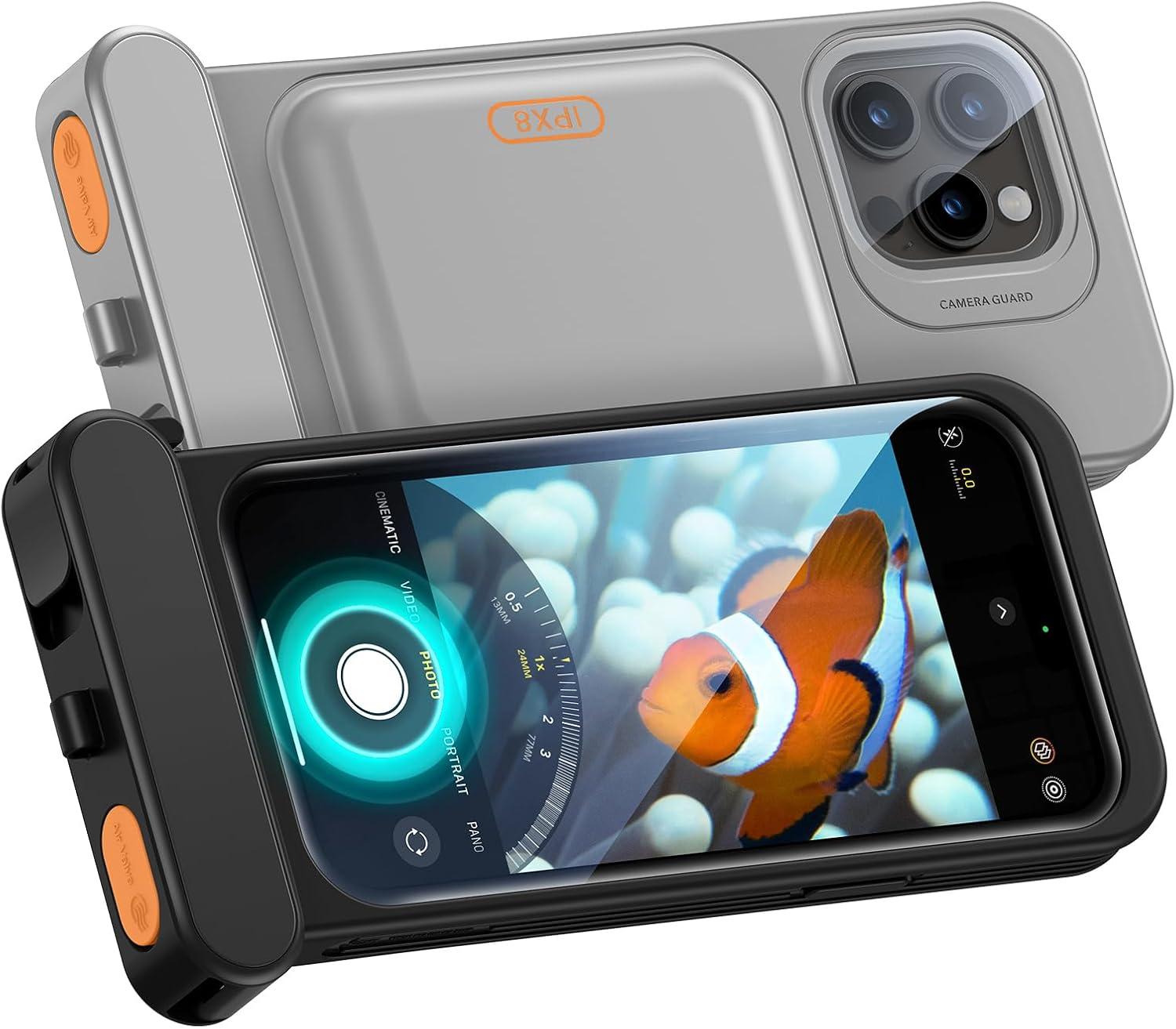 imageESR Waterproof Phone Pouch for iPhone 1314 15 Underwater Touch Sensitivity IPX8 Floating Waterproof Cellphone Case with Lanyard Dry Bag for Snorkeling BlackBlack Titanium
